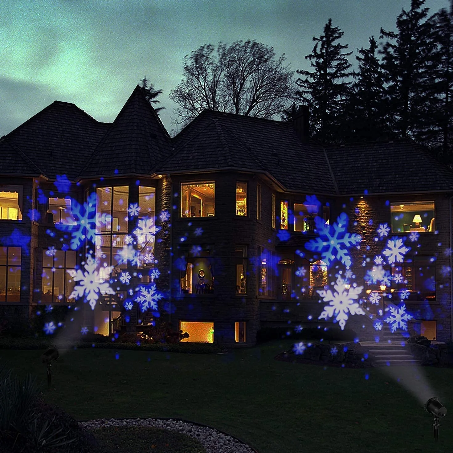 EAMBRITE Projecteur LED Noël flocons de neige 3 modes intérieur extérieur