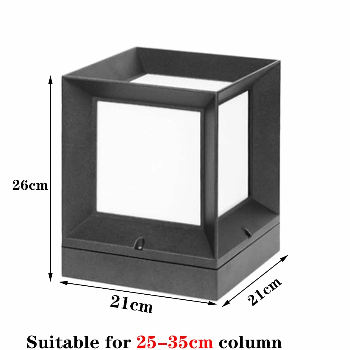 Lampe Pilier Extérieur Jardin Noir Traditionnel Carré avec Abat-Jour Acrylique E27