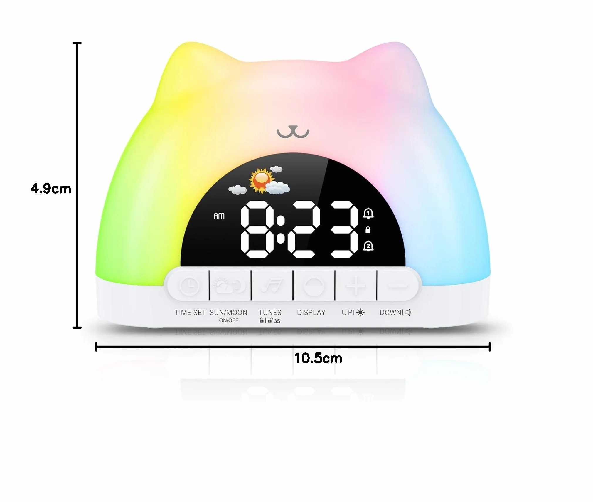ORIA Réveil Enfant Éducatif Jour/Nuit, Réveil Numérique avec Veilleuse RGB 11 Couleurs, 10 Musiques, Double Alarme