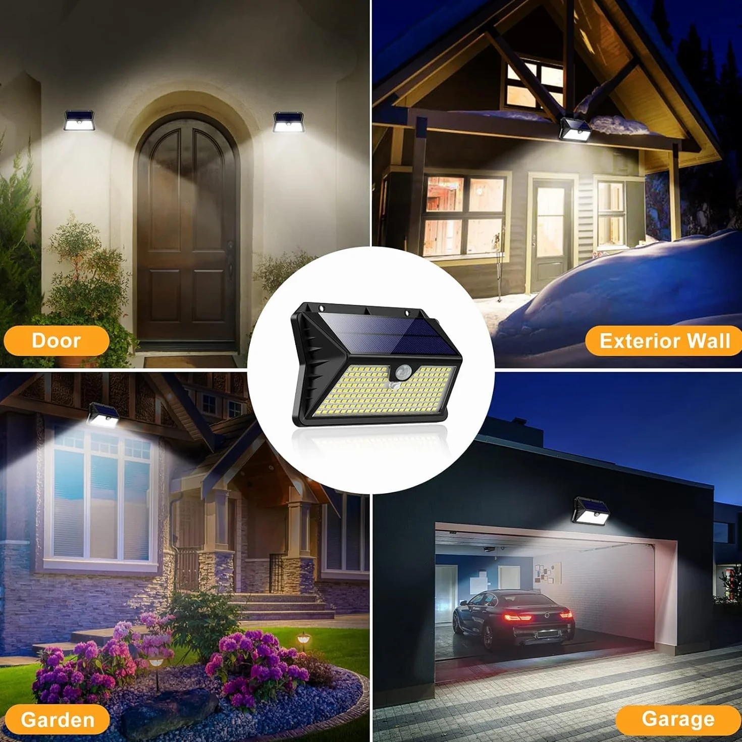 OUILA Lampe Solaire Exterieur 185 LED IP65 Etanche avec Detecteur 3 Modes Projecteur Eclairage 2-Pack