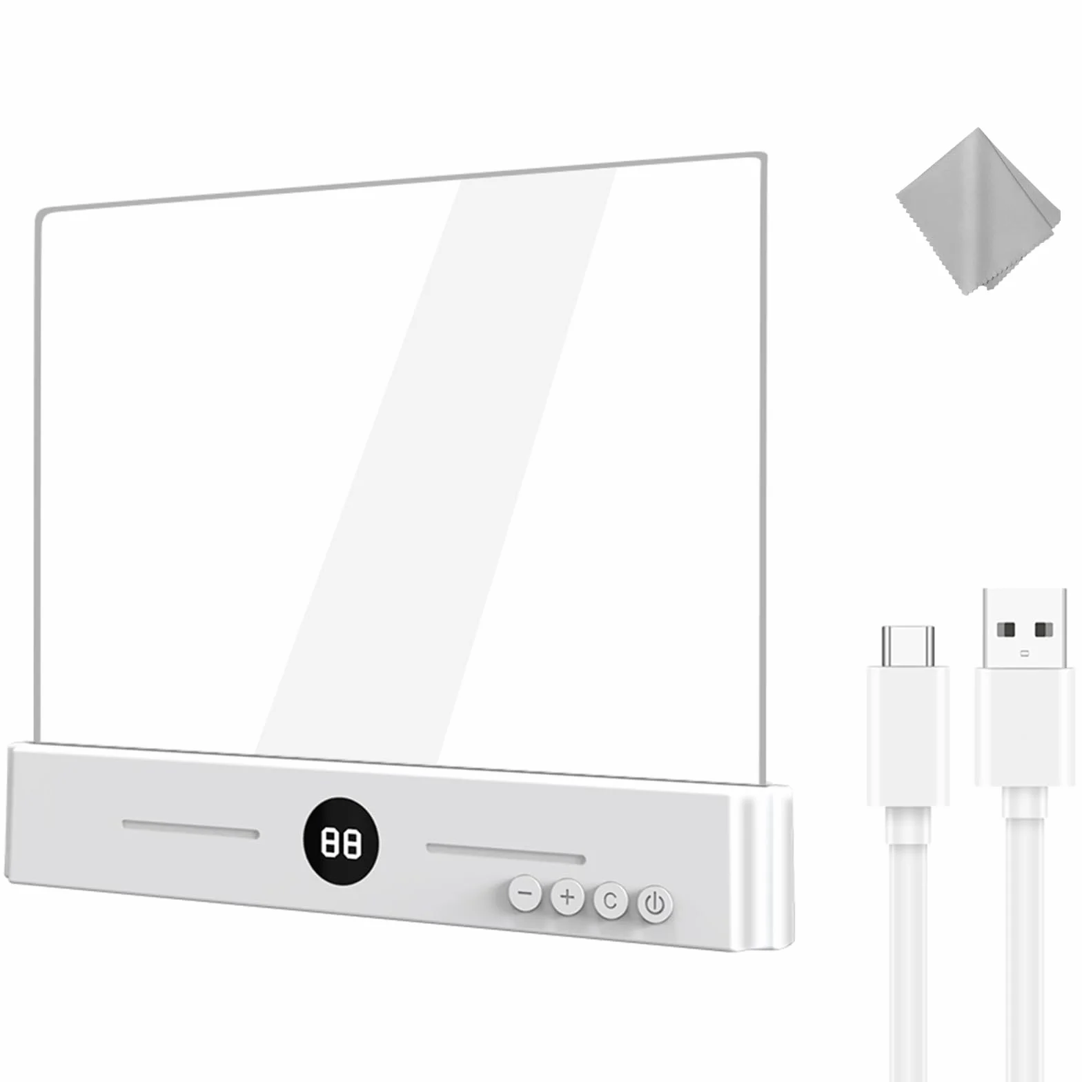 Lampe de Lecture LED Rechargeable USB-C, 3 Couleurs Minuterie, Lumière Uniforme pour Livres, Grand Blanc