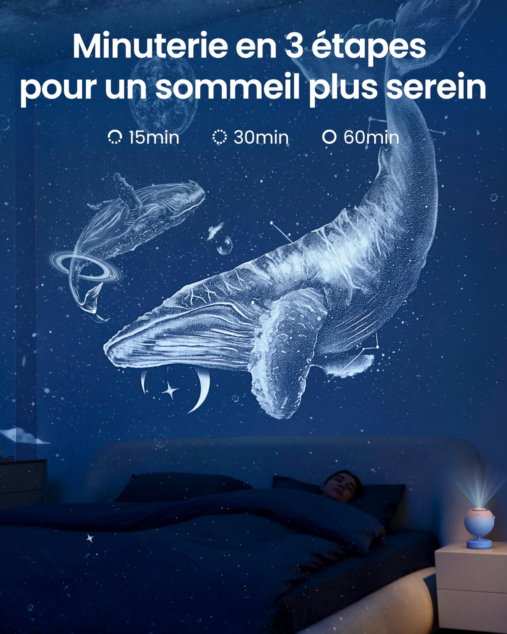 POCOCO Projecteur ciel étoile galaxie planétarium avec 2 disques pour chambre décoration sommeil relaxation