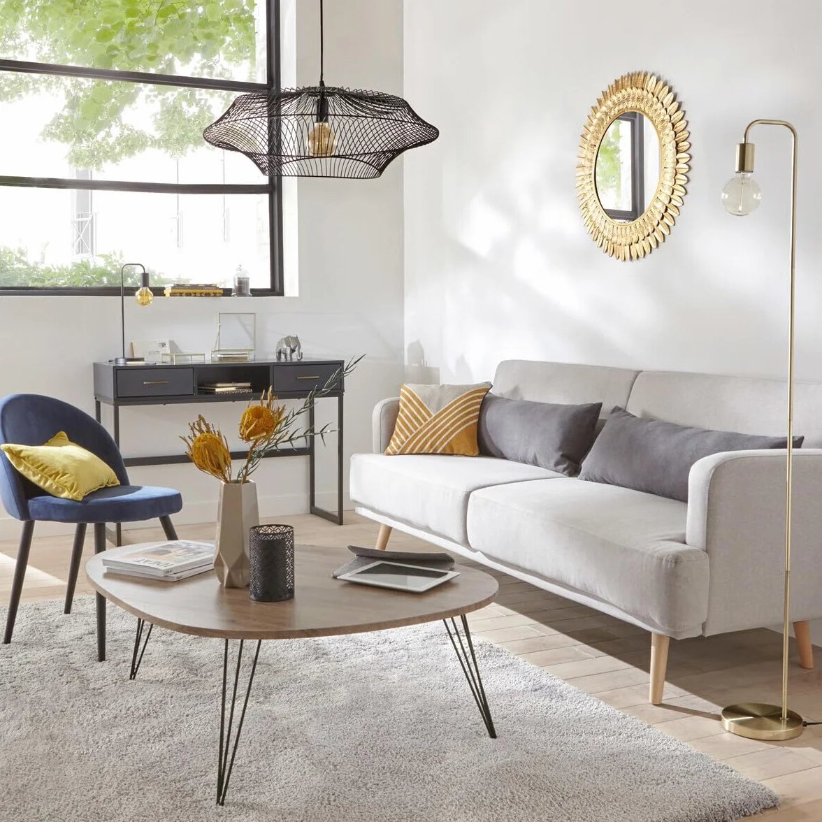 Atmosphera Lampadaire sur Pied Keli Doré H 150 cm Métal Style Contemporain
