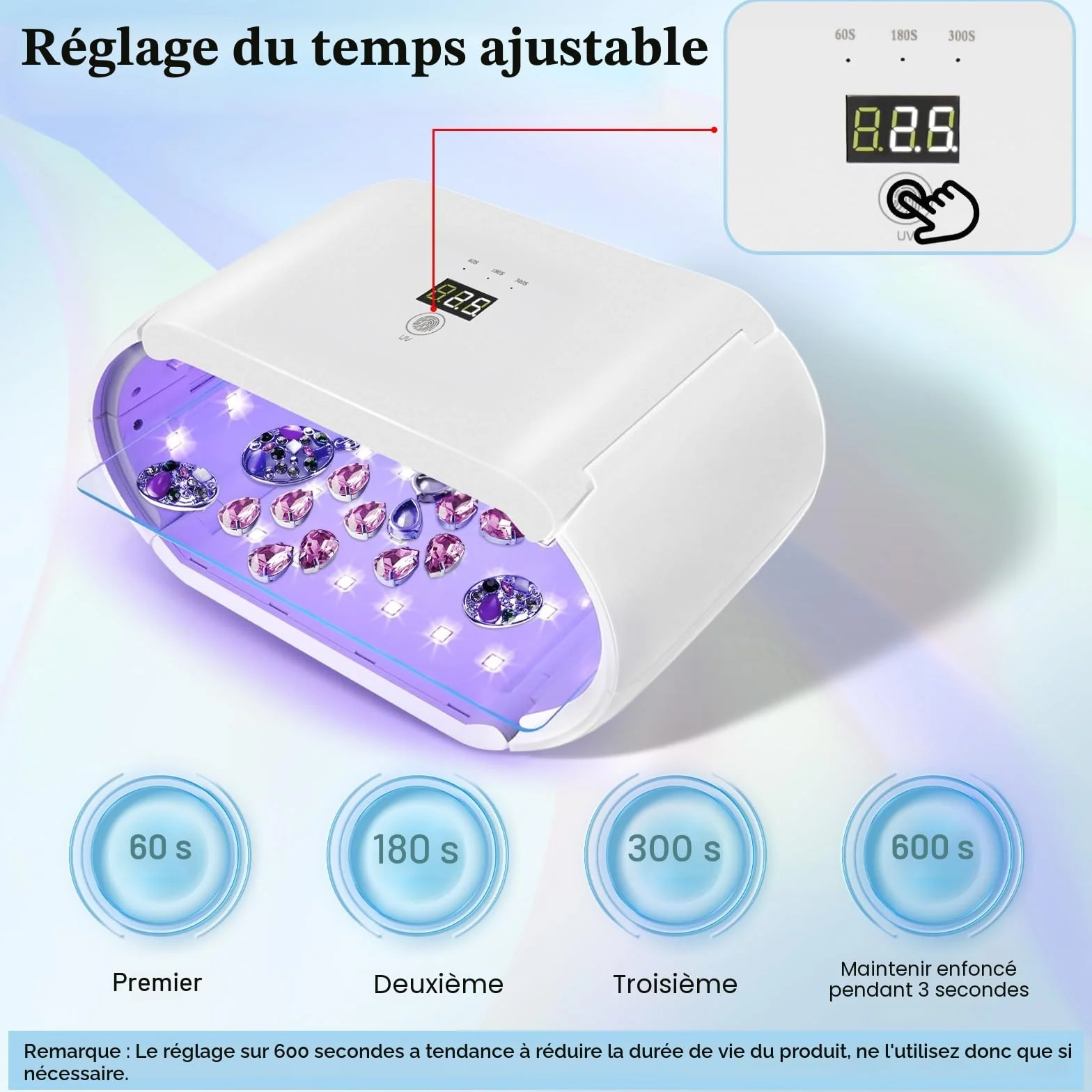Lampe à Résines UV Double Face Lumière 48W Pliable pour Résine à Séchage Rapide avec Affichage LED