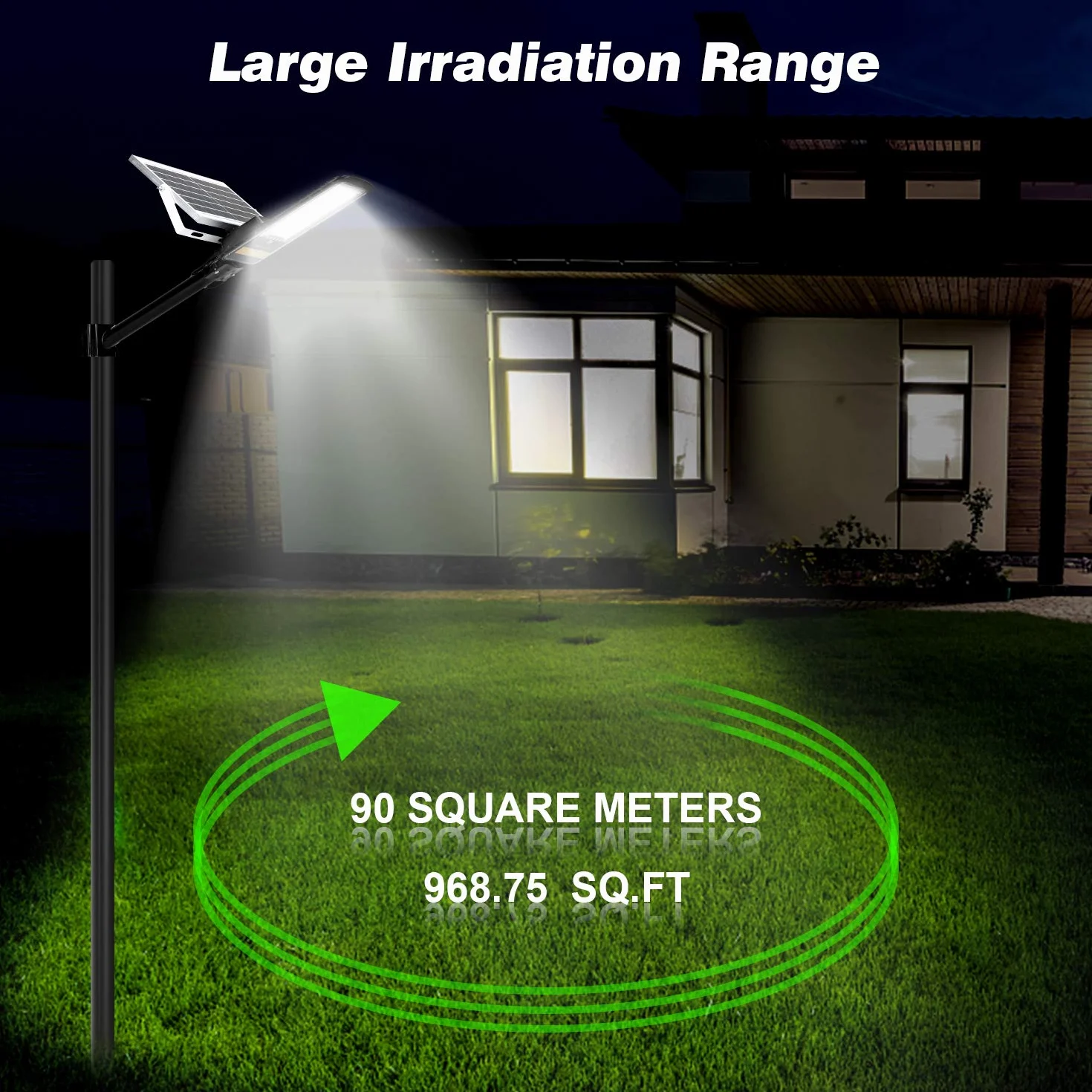 Kingwei 80W Lampadaire Solaire Exterieur 6500K Projecteur LED avec Télécommande 84 LED Etanche Jardin