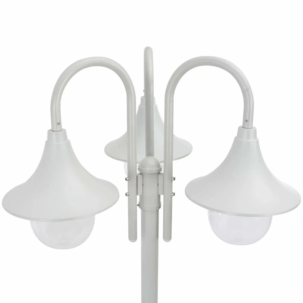 Lampadaire de Jardin vidaXL E27 220 cm Aluminium 3 Lanternes Blanc
