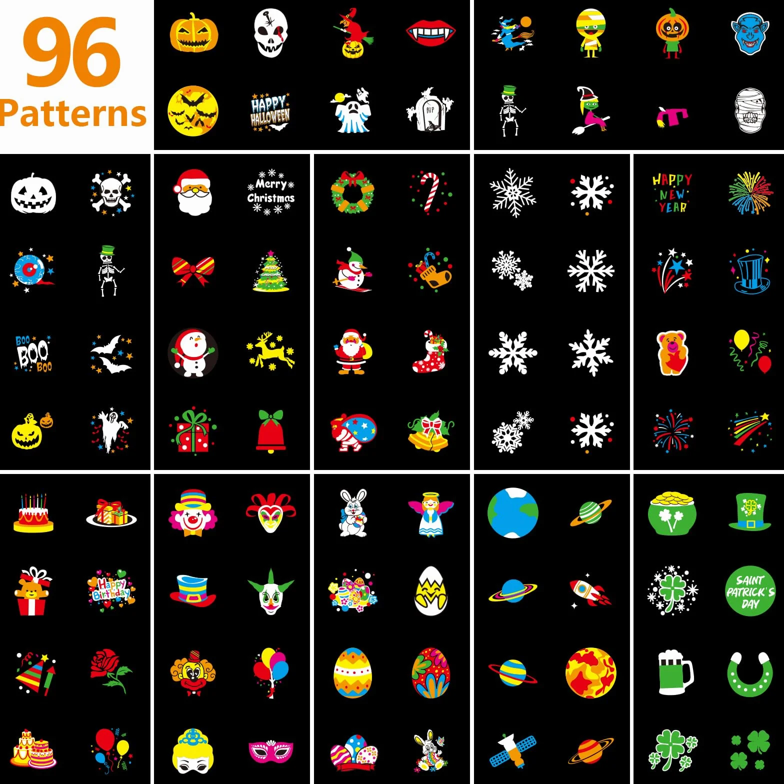 Segotendy Projecteur Halloween Noël Exterieur 96 Motifs Lampe LED avec Télécommande Minuterie Etanche