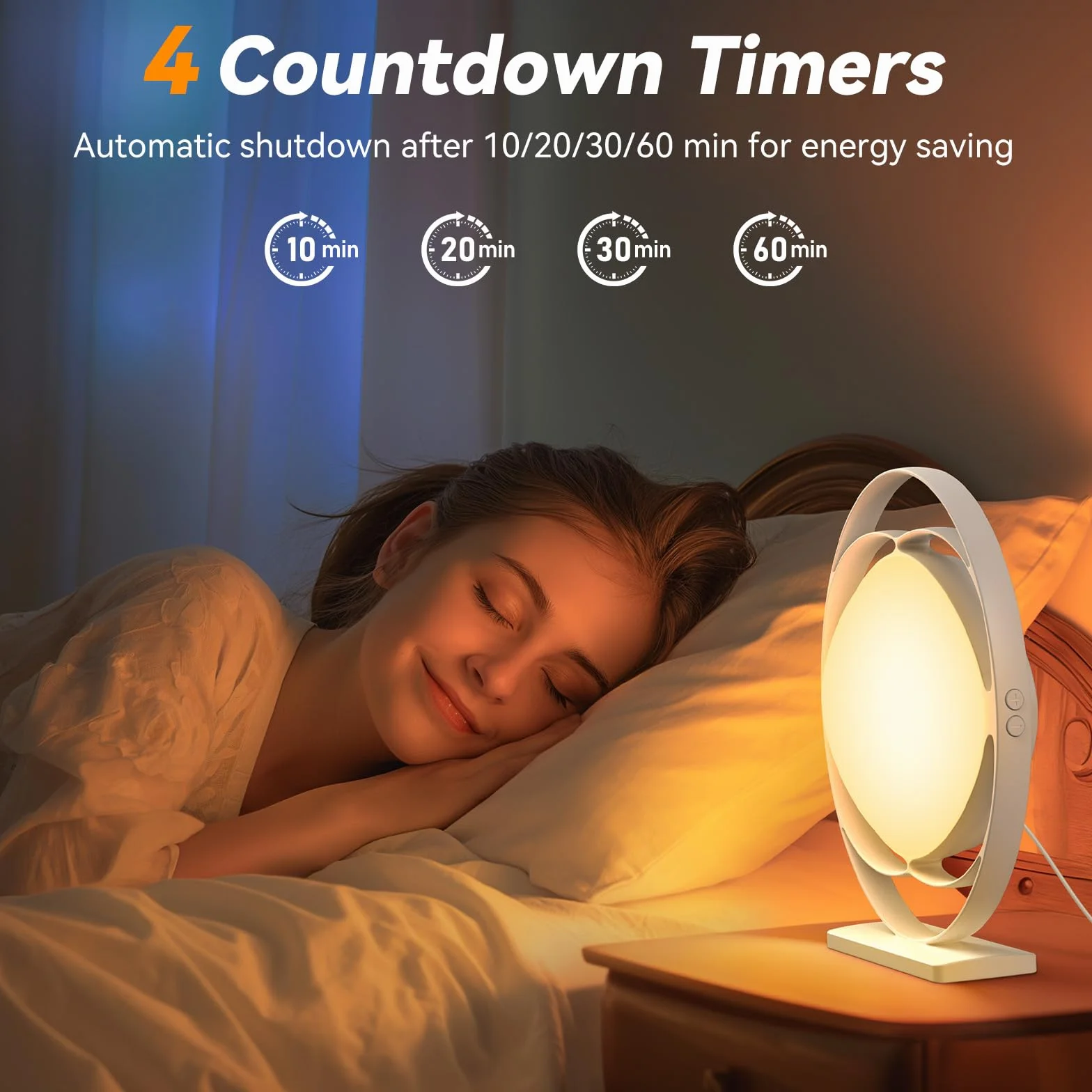 Lampe de luminothérapie 10000 Lux sans UV, 3 températures de couleur, 4 minuteries, 5 intensités réglables, fonction mémoire