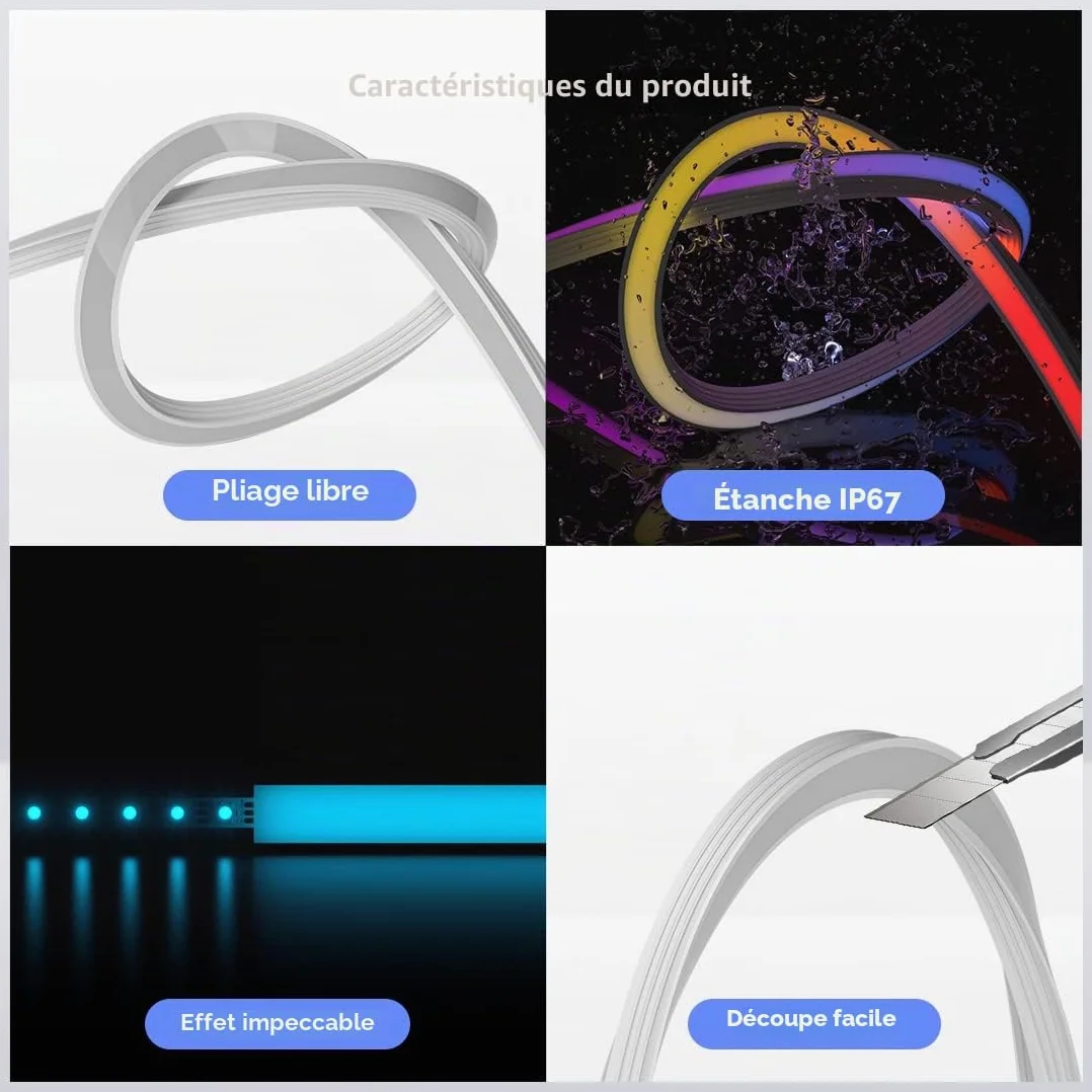 Profil LED Silicone T1212 3M IP67 Étanche 12x12mm 120° pour Bande LED Flexible 5-7mm