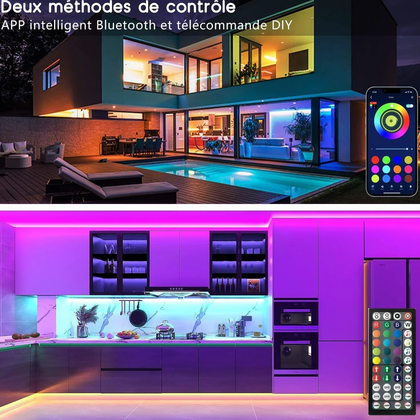 Keepsmile Ruban LED 30m (15mx2) Bluetooth Chambre, Bande LED Télécommande APP, Guirlande Lumineuse Décoration