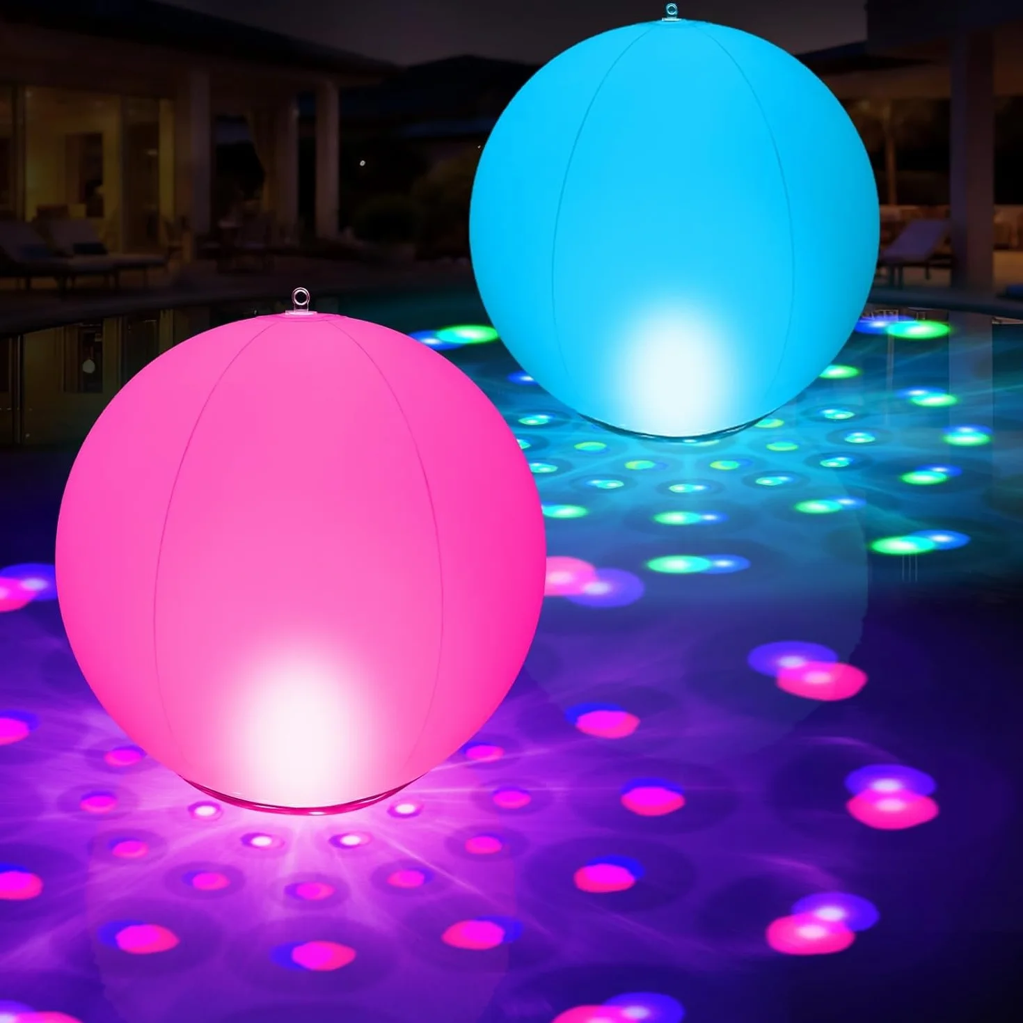 KingSom Lampe Flottante Piscine Solaire IP68 Ø38cm 2 Pièces