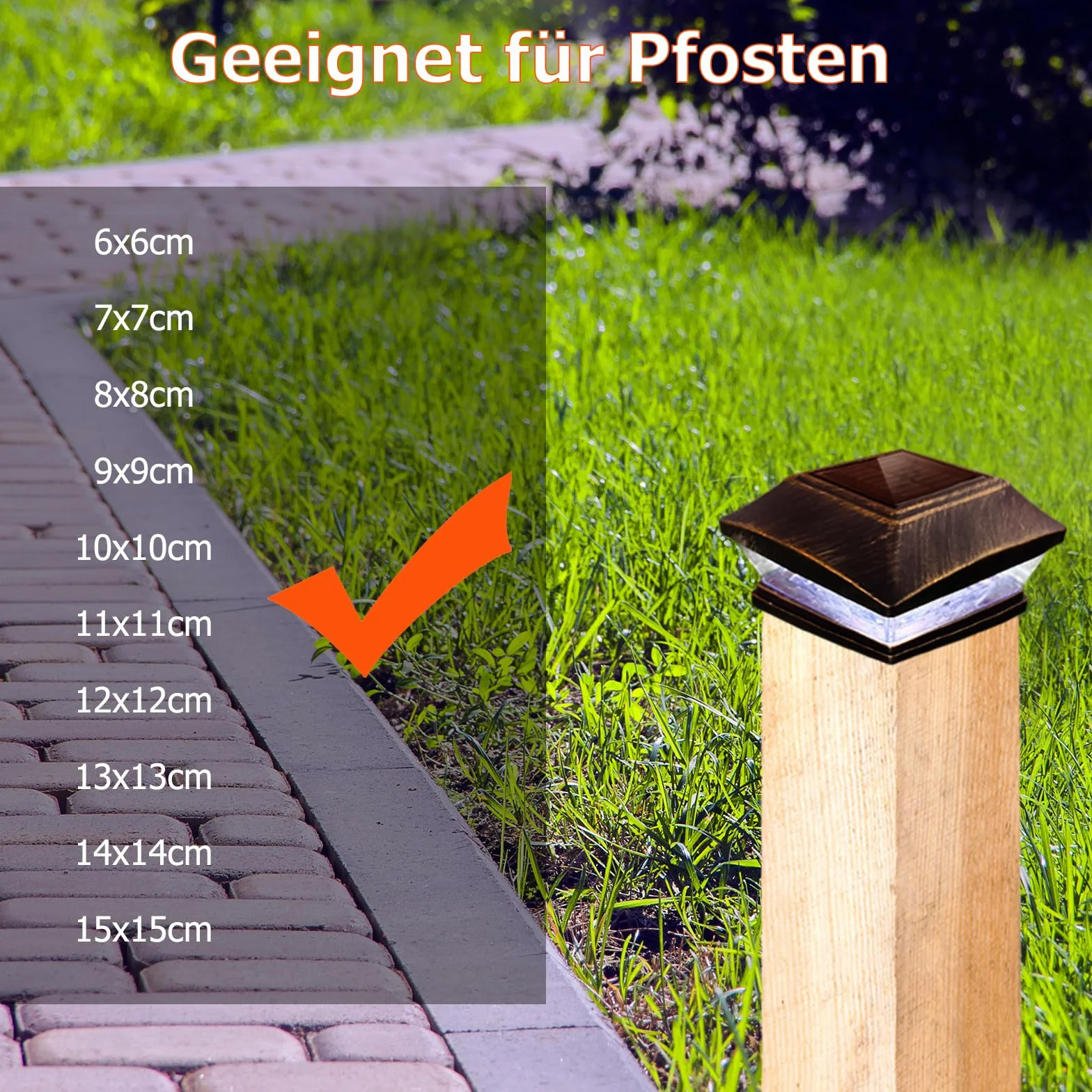 Lampe Solaire Chapeau Poteau Bois - Lampes Solaires d'Extérieur LED Étanches - Bronze