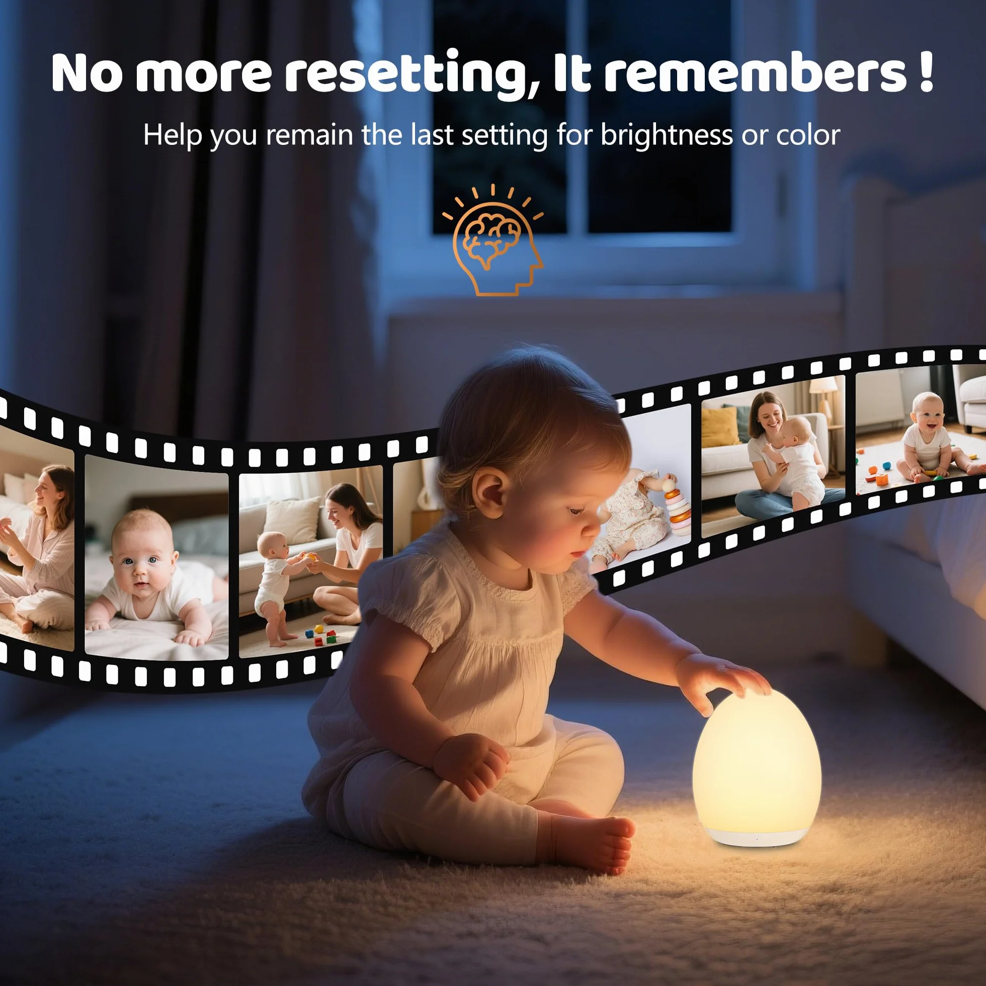 MediAcous Veilleuse LED Enfants Tactile 7 Couleurs USB Rechargeable Minuterie 1 Heure Cadeau