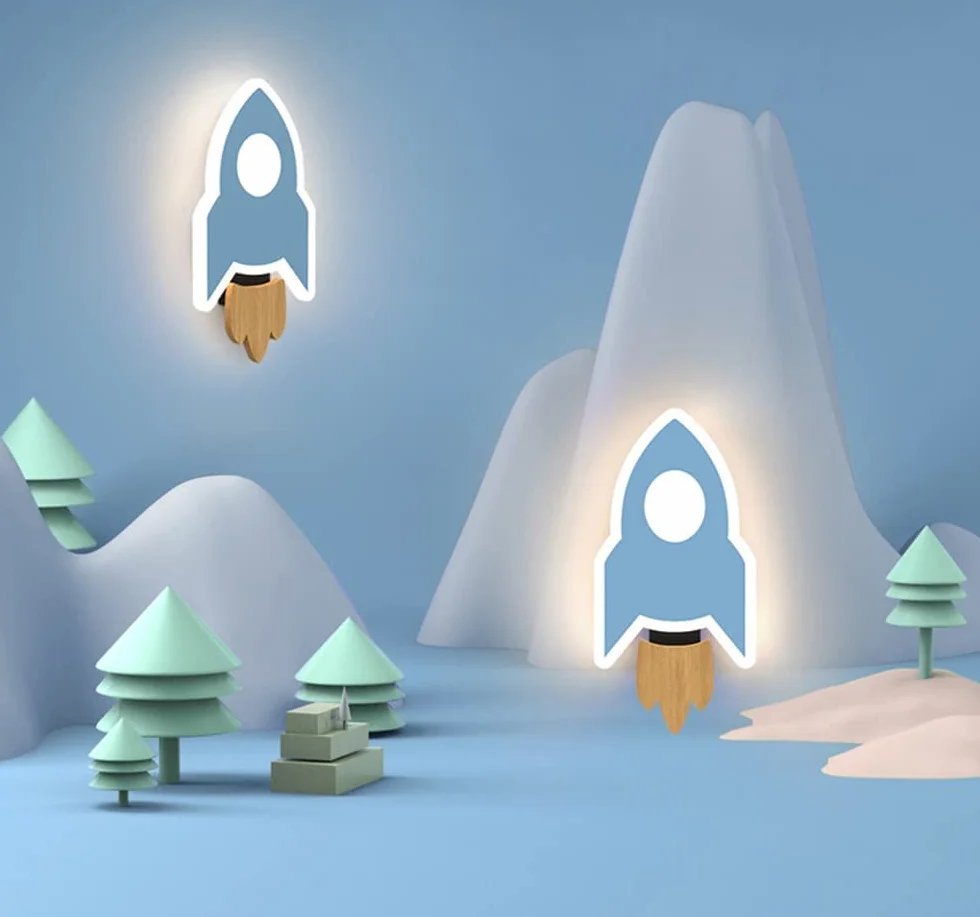 Lampe murale LED pour chambre d'enfant Dimmable 8W Fusée Design Bleu