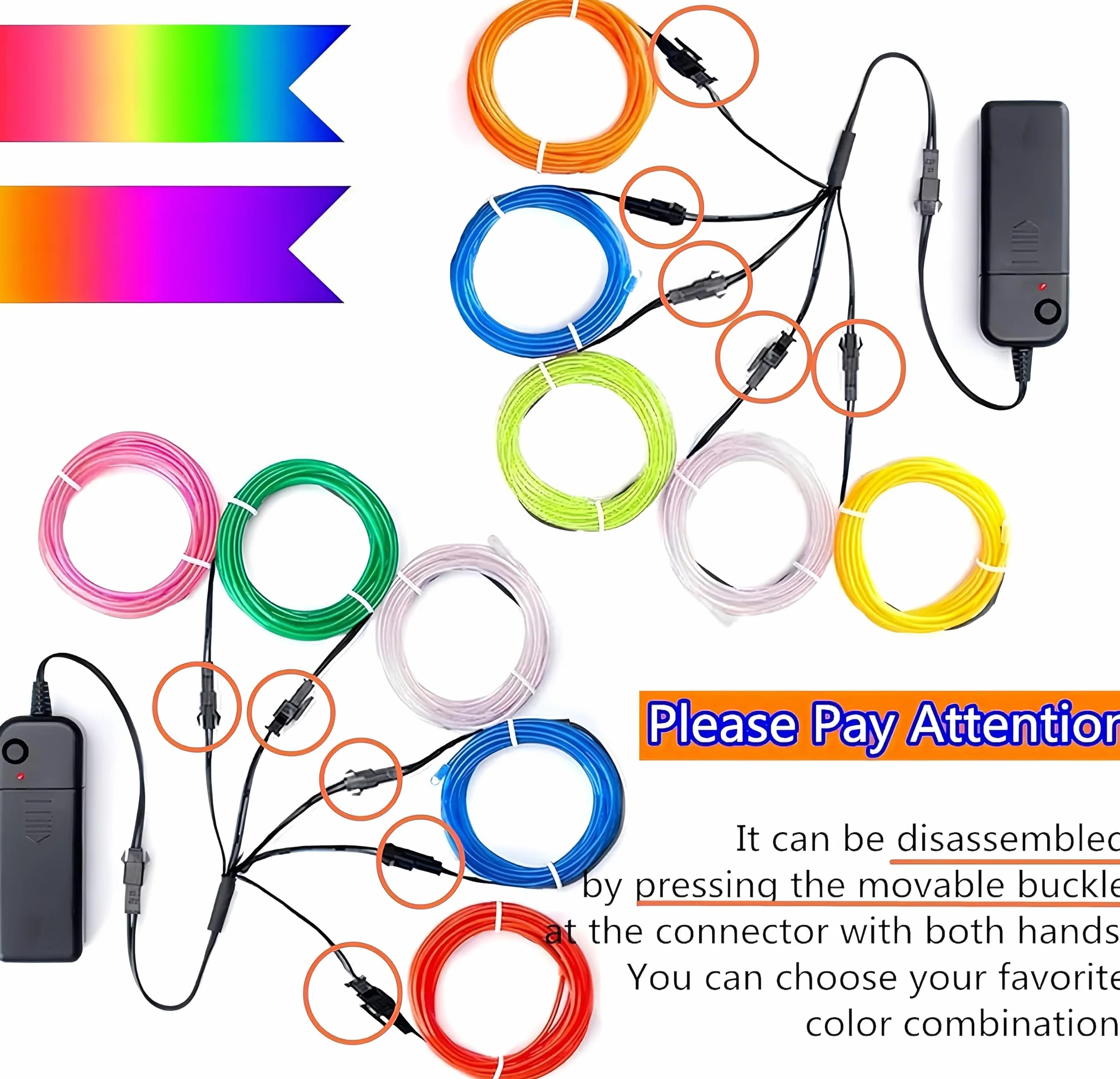 Mioke El Fil 10x 1m Néon Lumière Strobing Flexible électroluminescence Câble Guirlande avec 3 modes pour Party Décoration DIY