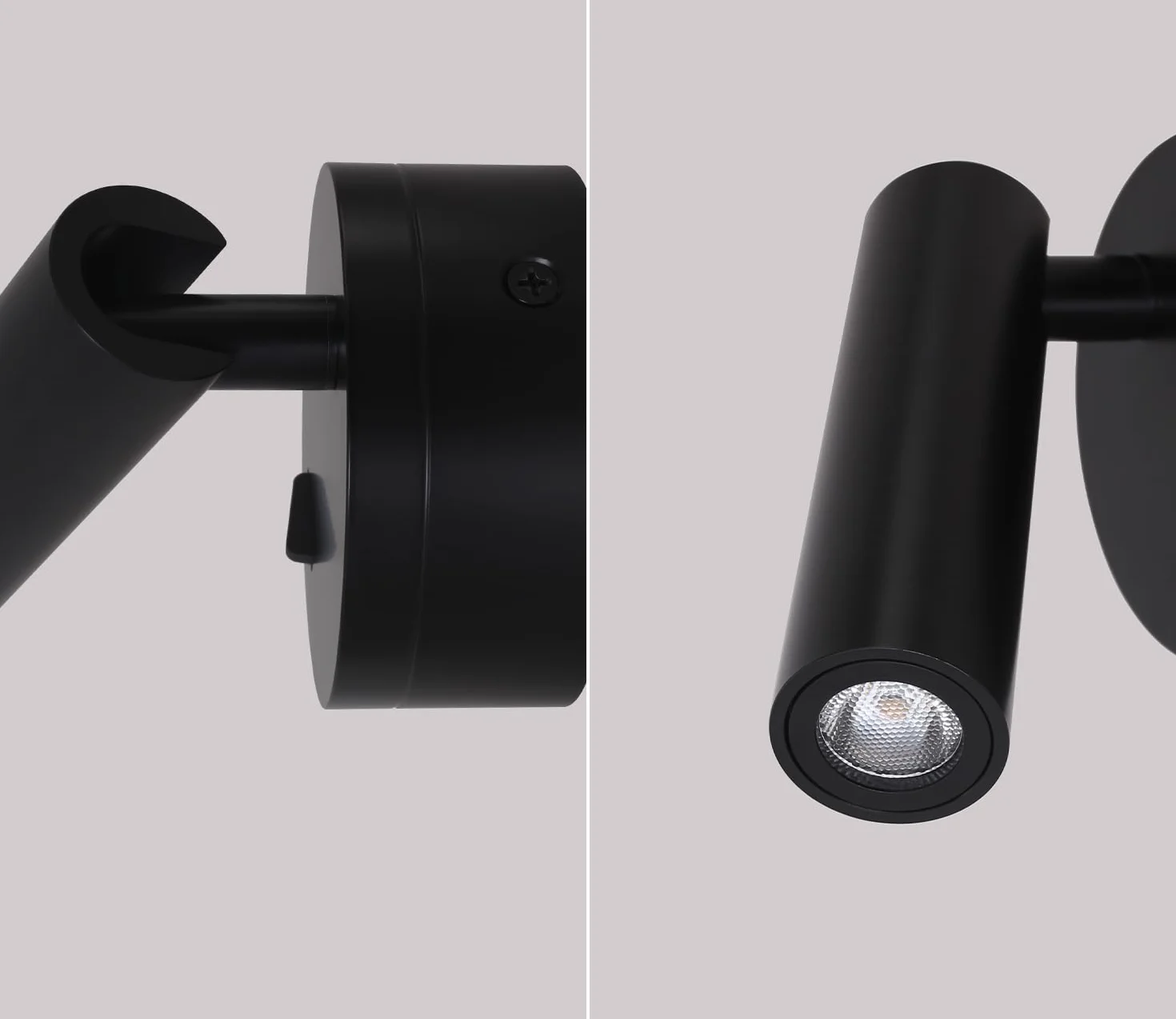 Applique Murale LED Interieur 3W 3000K Liseuse de Chevet avec Interrupteur Spot Réglable Noir Aluminium