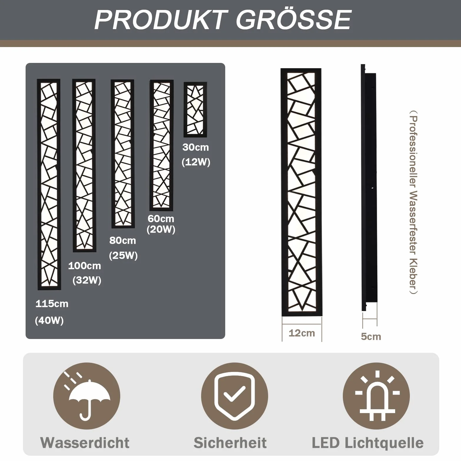 Applique Murale LED étanche IP65 Aluminium Nid d'Oiseau L60cm Blanc Chaud
