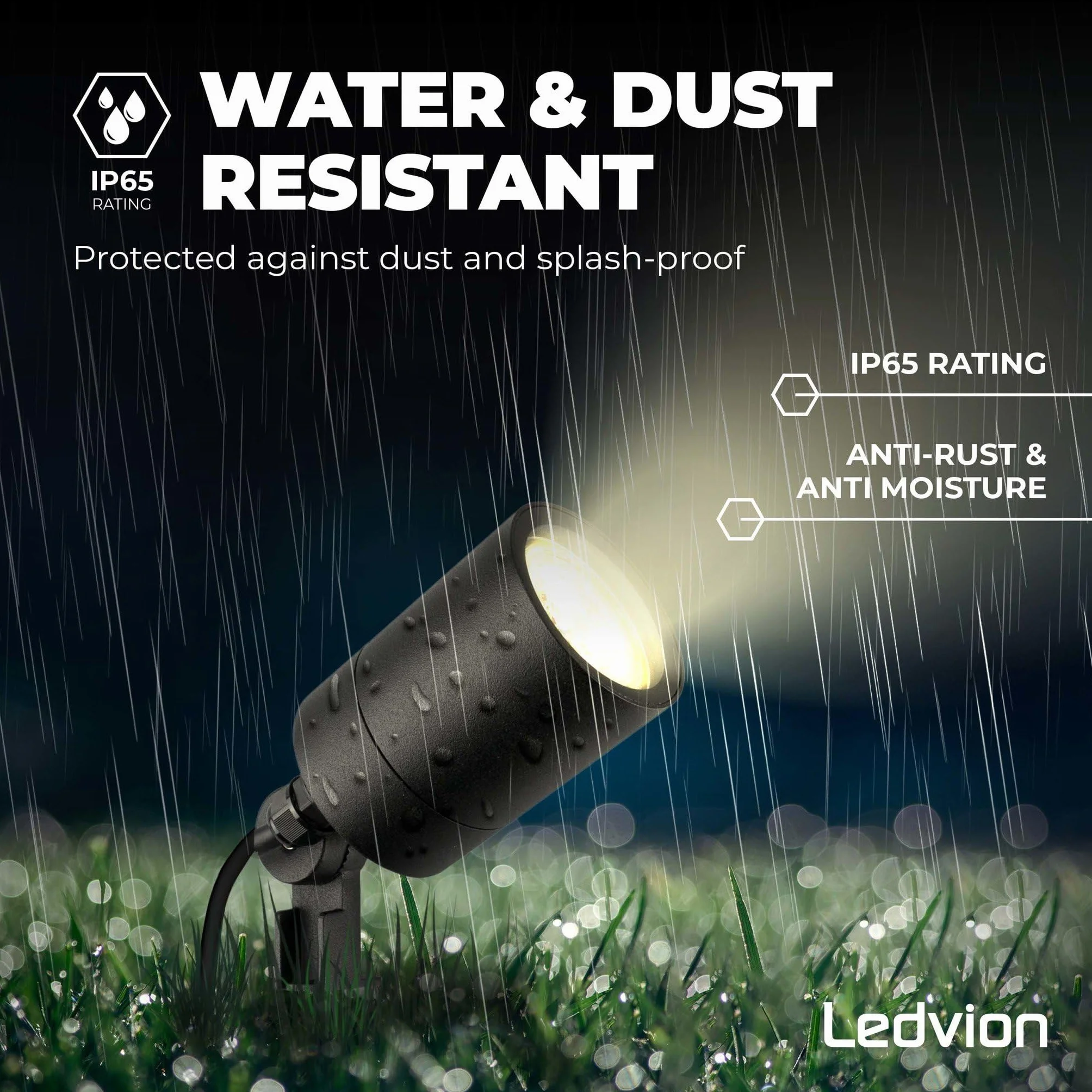 Ledvion 9X Spots LED GU10 Noir 5W IP65 Connexion Rapide
