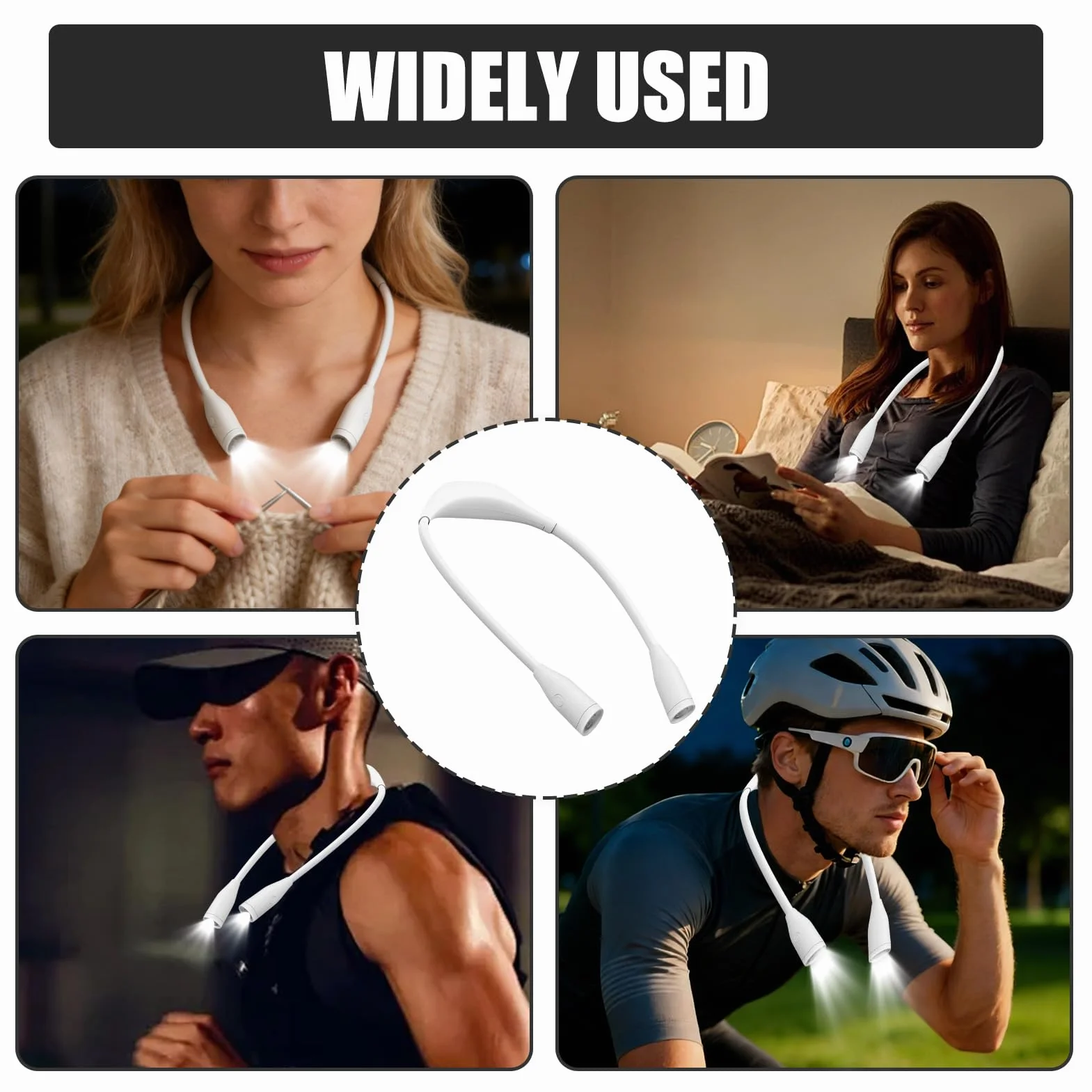 Lampe de Cou LED Rechargeable USB, Bras Flexibles 360°, 3 Couleurs 9 Niveaux Luminosité