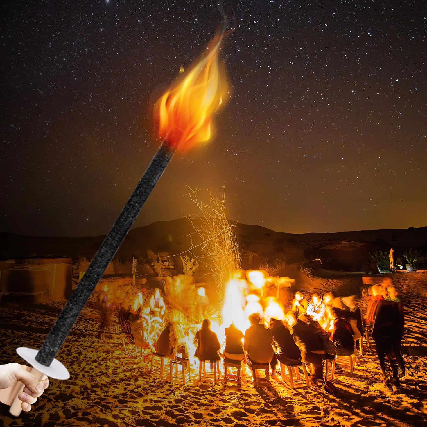Gimisgu Lot de 100 Torches de Jardin en Cire Naturelle - Temps de Combustion 45 min - Poignée Longue