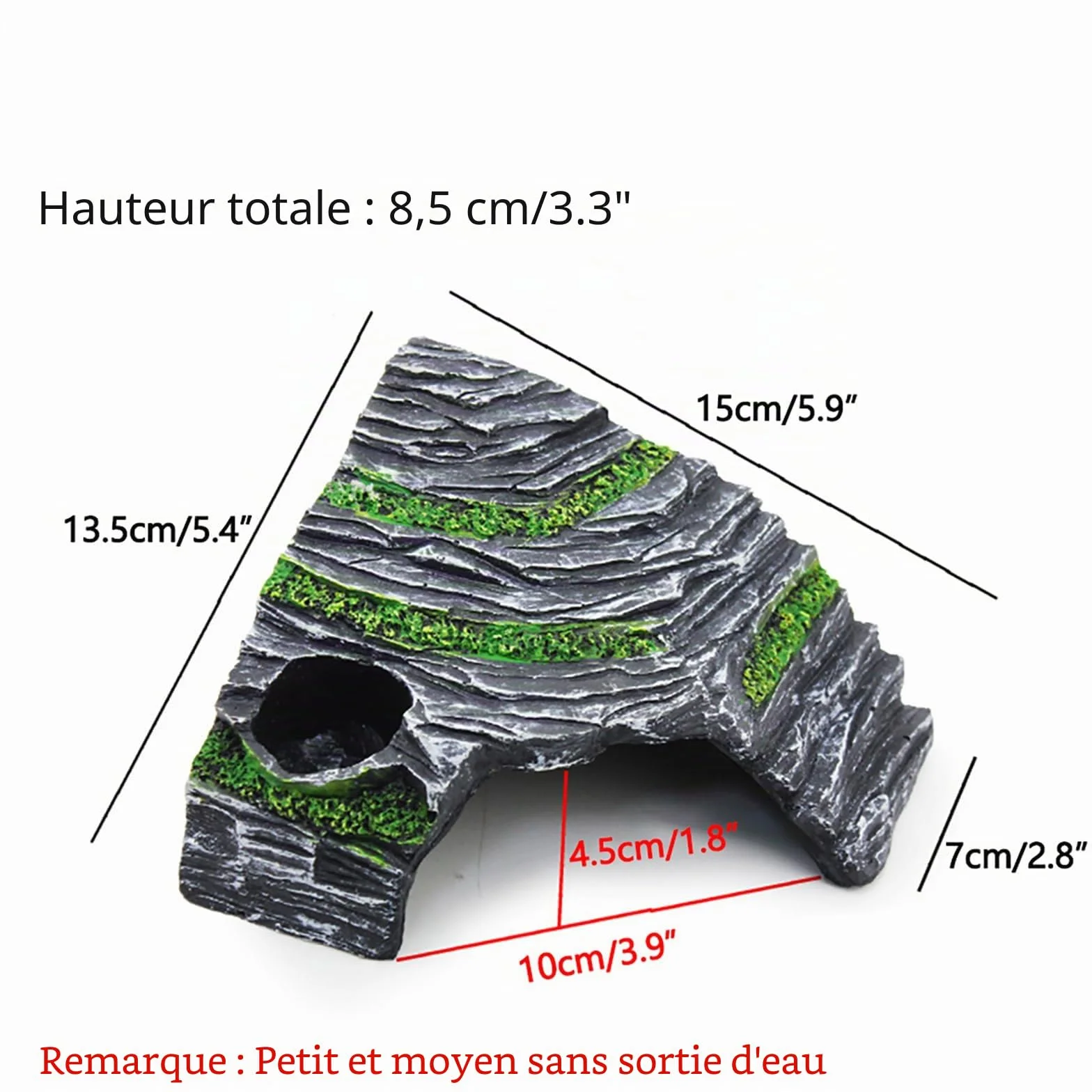 Omem Abri pour Reptiles Terrarium Cachette Rampe pour Tortue Plateforme Décoration d'habitat Humidificateur en résine (M)