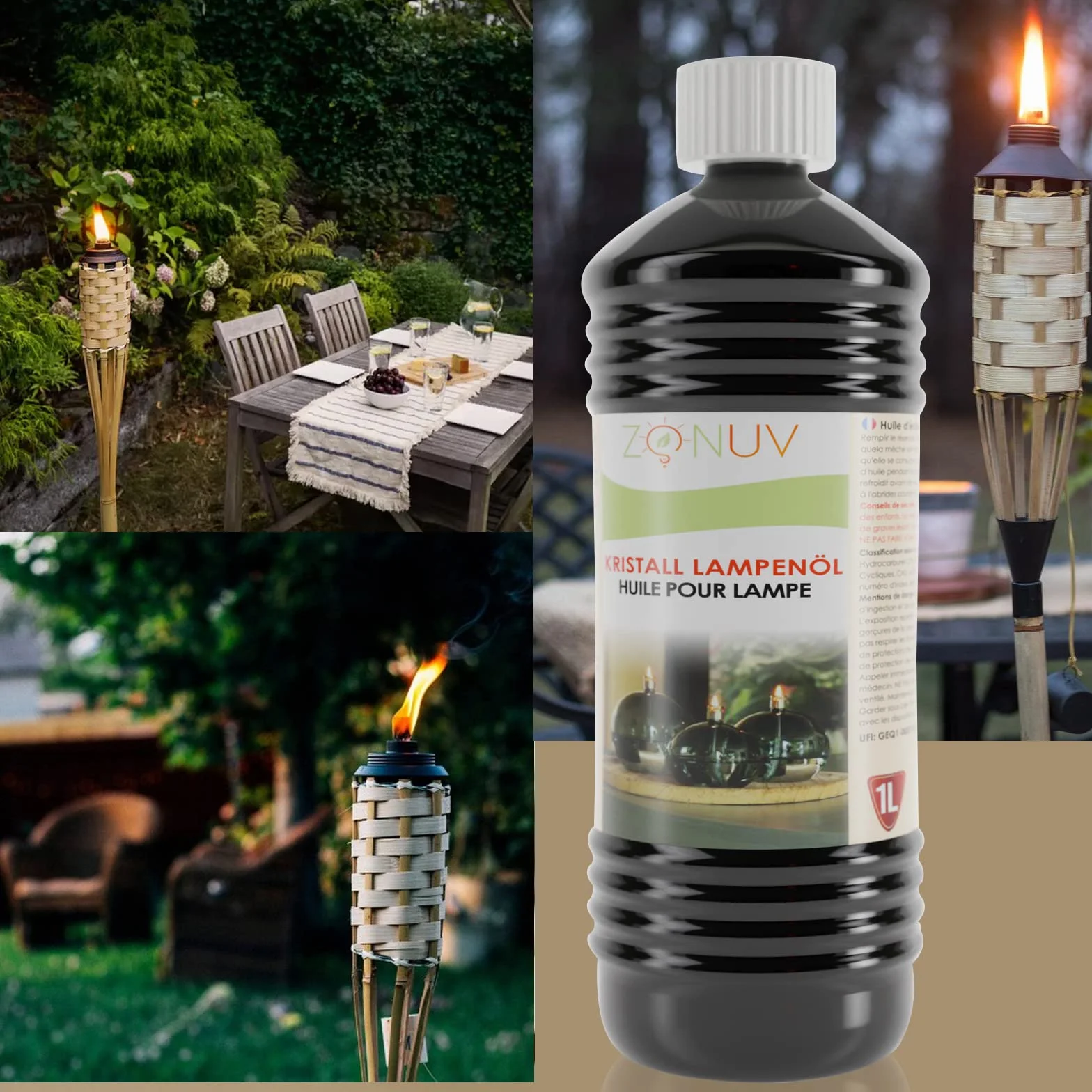 Huile de lampe à paraffine ZONUV 99% Pure liquide pour lampes à kérosène, torches et lampes à huile (1 litre)