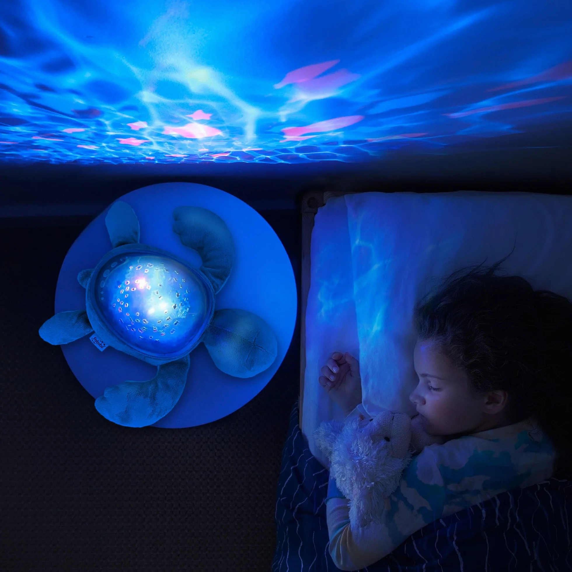 Pabobo Veilleuse Tortue Aqua Dream Bébé Projections Animées Sons Apaisants Rechargeable USB-C