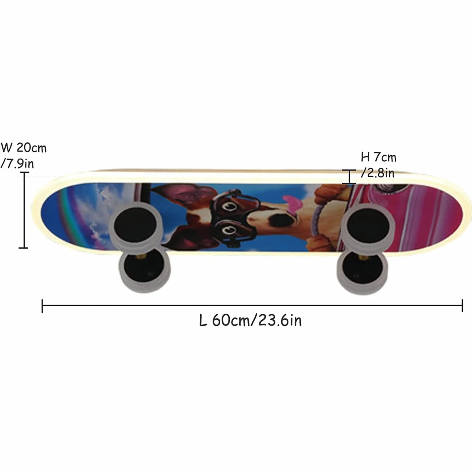 Plafonnier LED Skateboard Enfants Dimmable avec Télécommande Acrylique Abat-Jour Chambre Salon