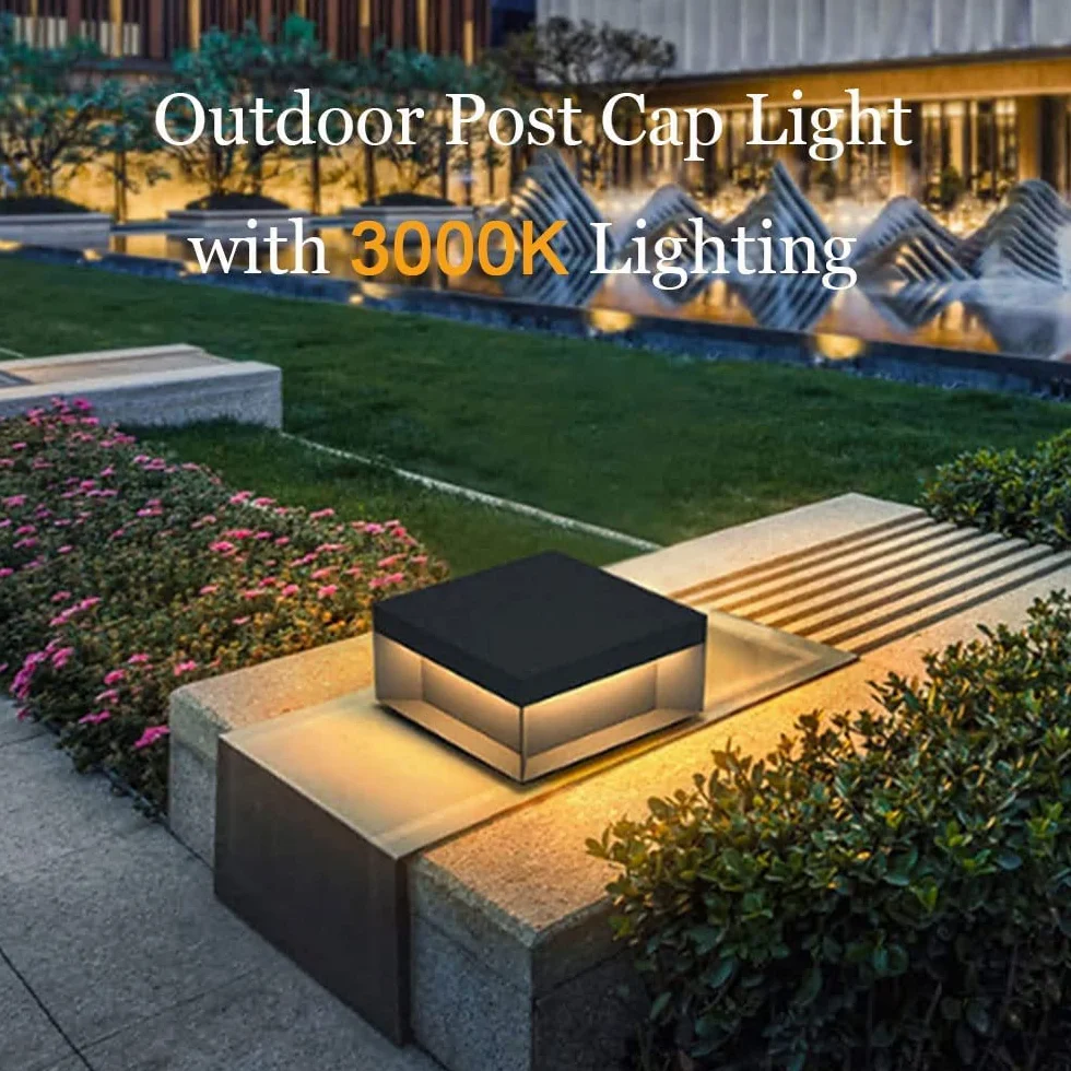 Lampadaire extérieur carré étanche en acier inoxydable LED 30 cm