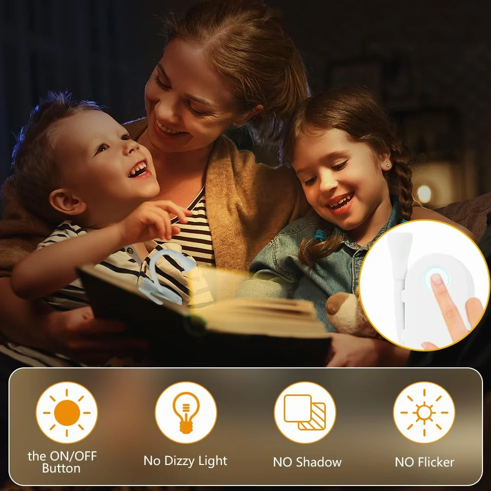 Lampe de Lecture à Pince LED 360° Luminosité Réglable 3 Couleurs Portable