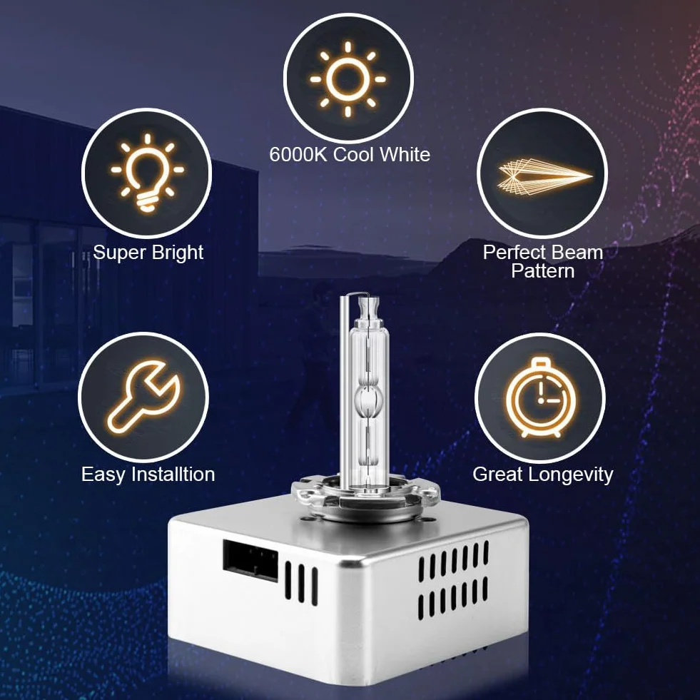 Ampoules de phares xénon HID D5S 6000K 35W Lampe à décharge Blanc Diamant Feux de Croisement Route 12V Kit 2 pièces