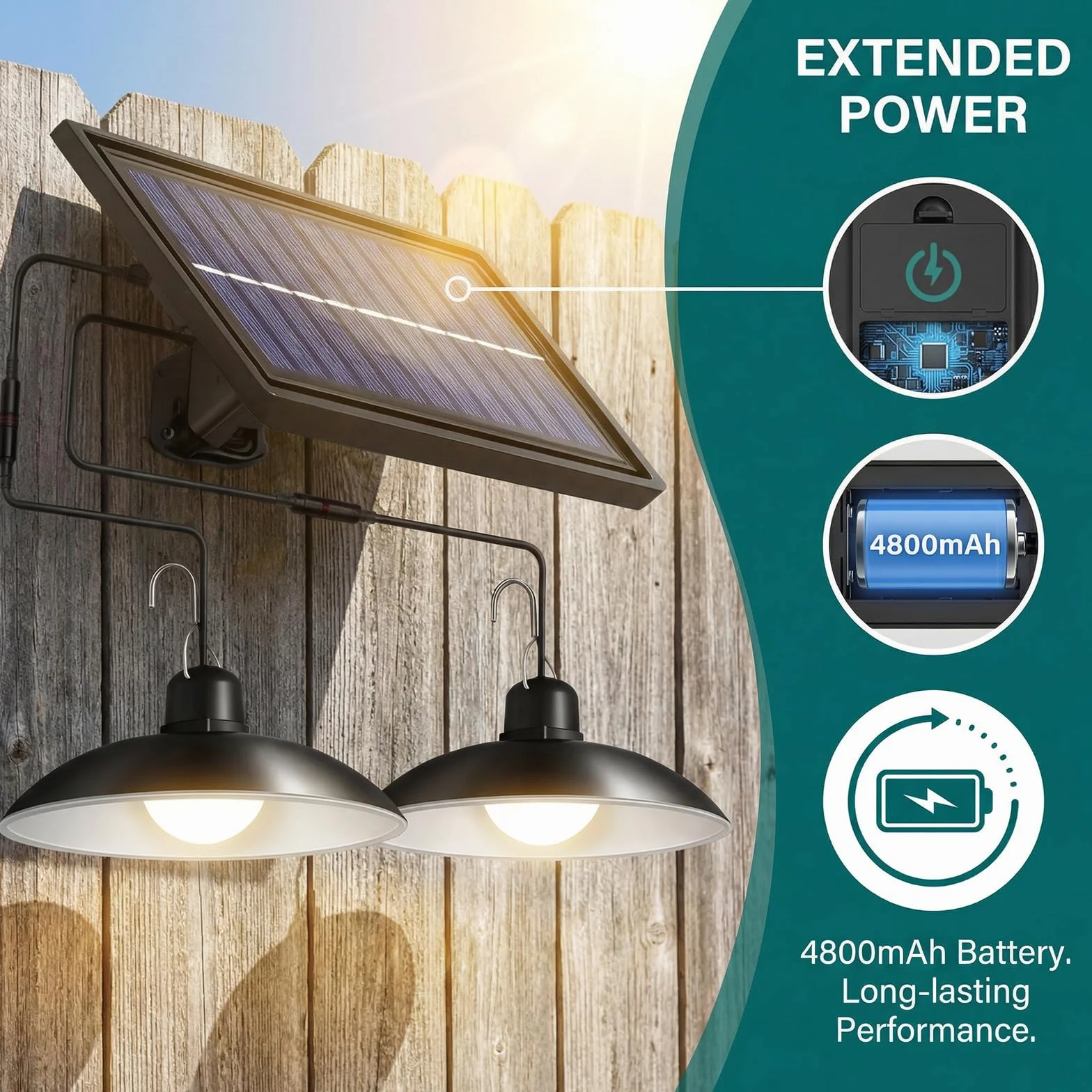 Lampe Solaire LED Intérieur Extérieur avec Télécommande, 3 Luminosités, Chaud, pour Jardin Pergola Garage