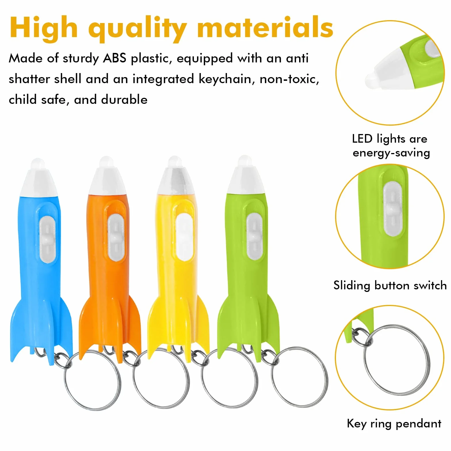 Mini lampes de poche fusées lot de 50 porte-clés jouet lampe de poche cadeau anniversaire enfant