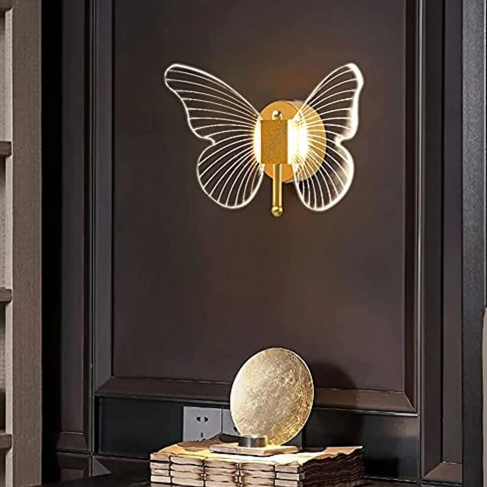 Applique Murale LED Papillon dorée 10 W Moderne Luminaire d'ambiance Intérieur Lampe de Chevet Chambre