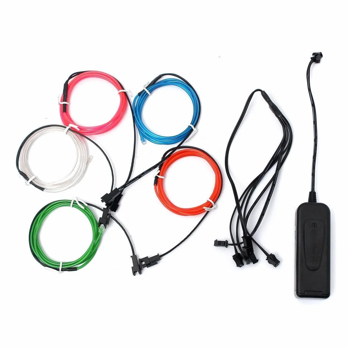 Fil Néon EL Câble Guirlande Lumineuses 3 Mode Éclairage Fix Clignotant Stroboscope 5x1M Tube Fluo El Wire Déco Vêtement Fête (5 Couleurs)