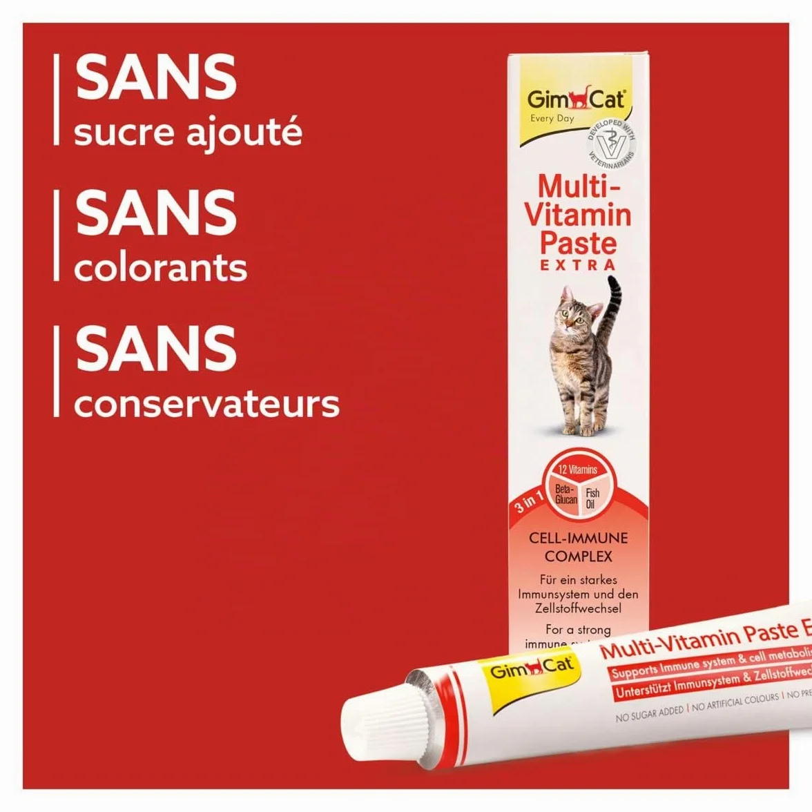 GimCat Pâte Multi-Vitamin Extra Snack chats bêta-glucane oméga-3 oméga-6 1 tube 50 g