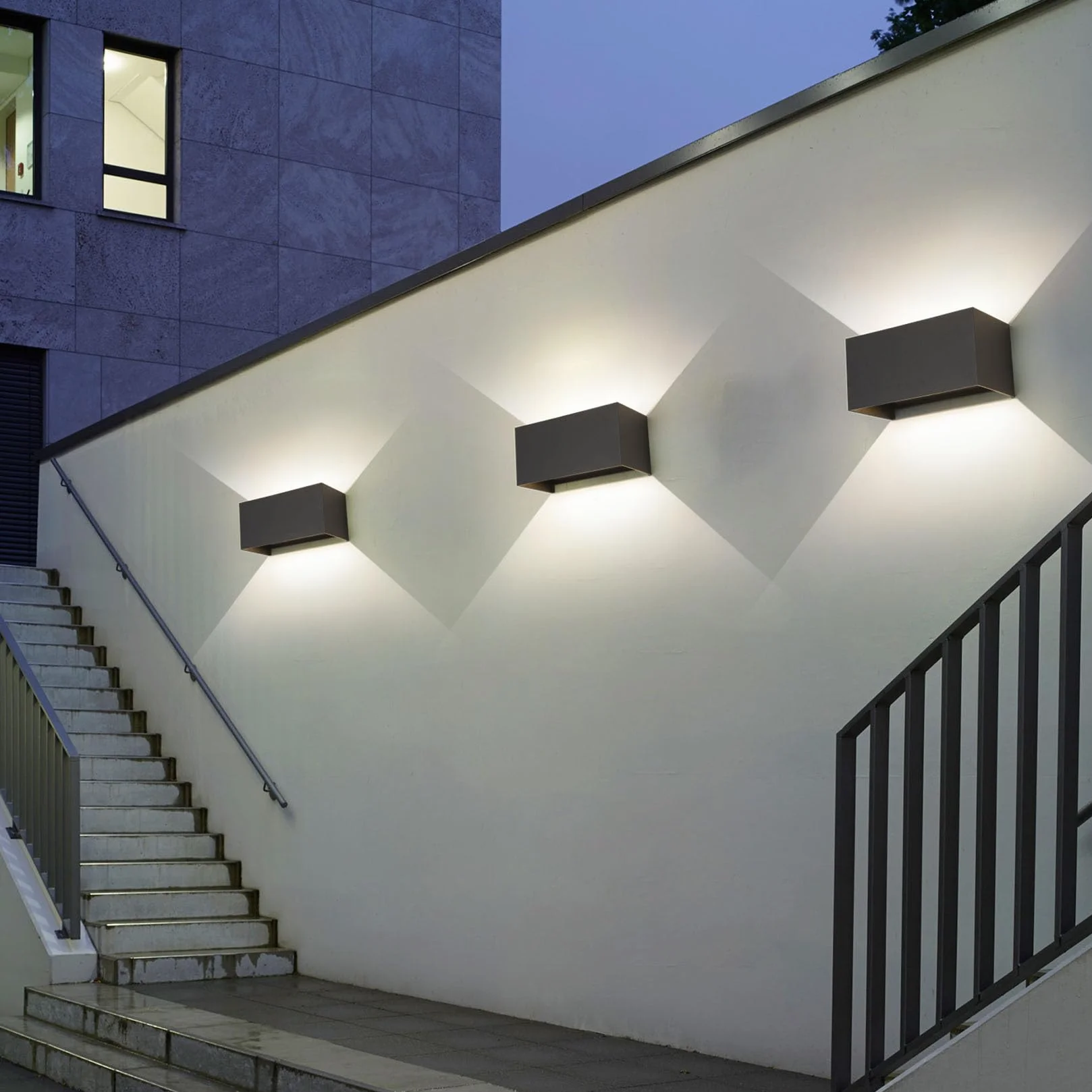 FUPE LED Applique Murale Extérieure IP65 25W Imperméable Aluminium Moderne Noir 4000k