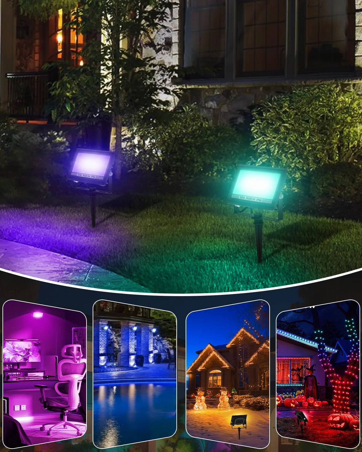Projecteur LED Extérieur 30W RGB T-SUN IP66 avec Application et Télécommande
