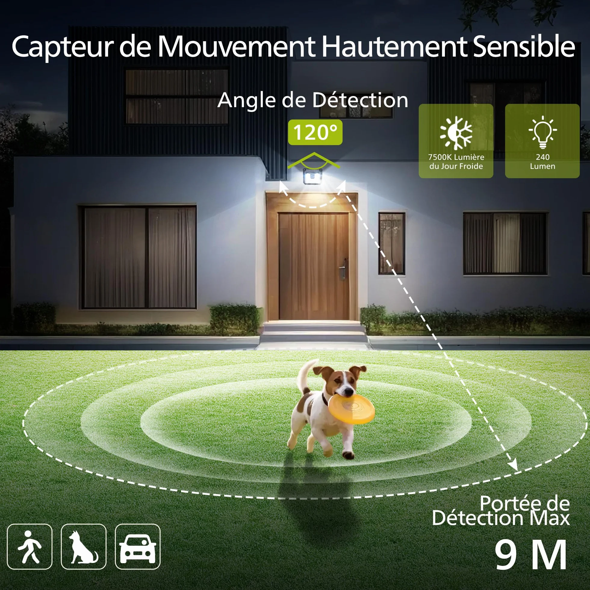 Philips Lampe Solaire Extérieur Détecteur 120 LEDs Sécurité 3 Modes Étanche Jardin Clôture Garage Lot de 2