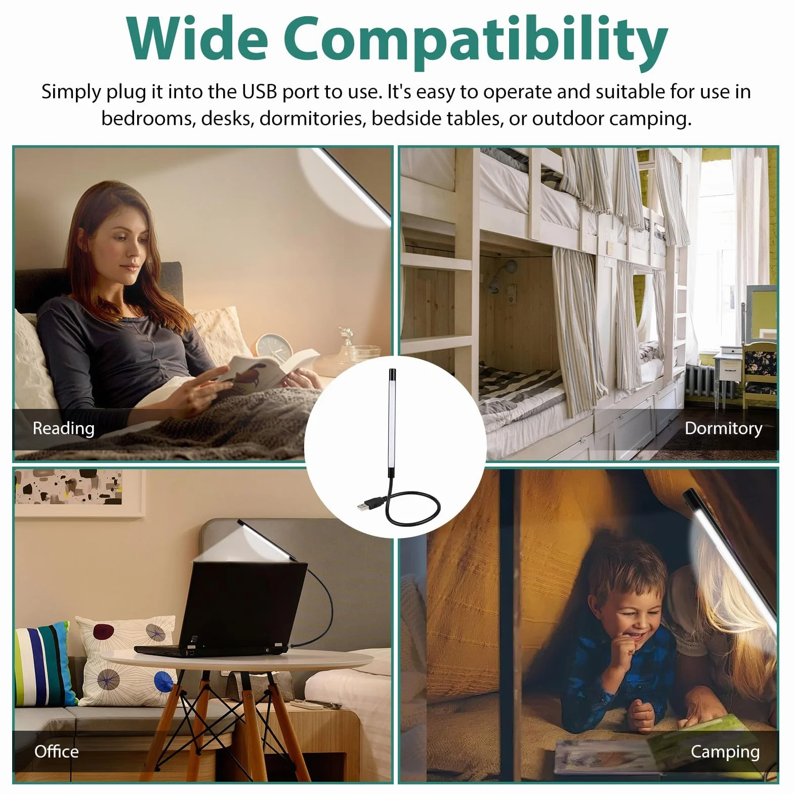 Lampe LED USB Dimmable Flexible avec Col de Cygne 360° Orientable pour Ordinateur PC Portable Bureau Lecture