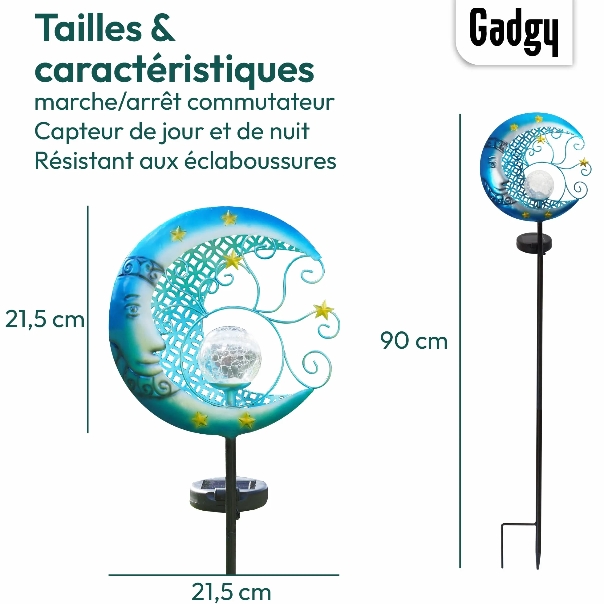 Lampes Solaires de Jardin Extérieur LED Imperméable en Forme de Lune