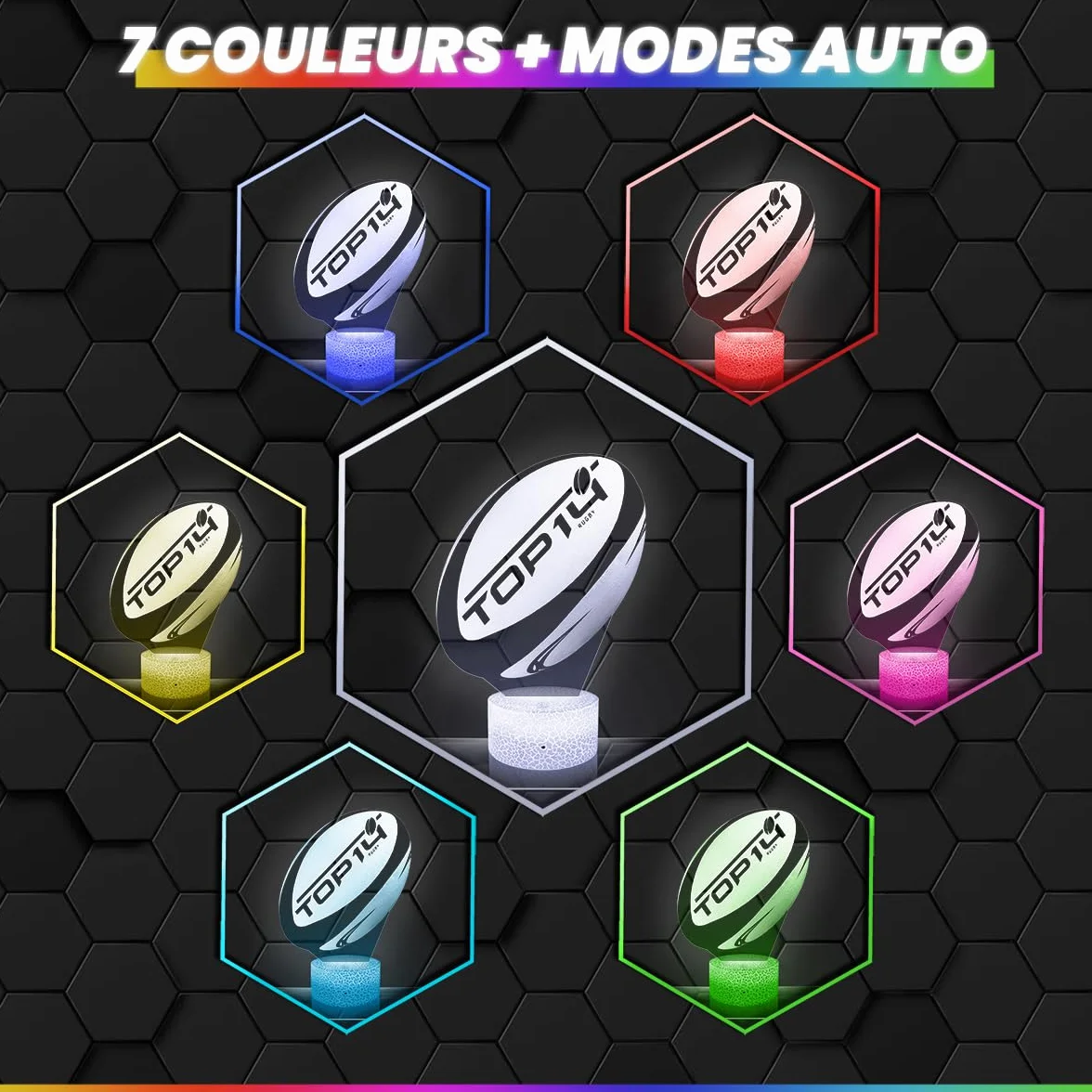Lampe de chevet Ballon Rugby décoration Rugbyman veilleuse adulte déco chambre