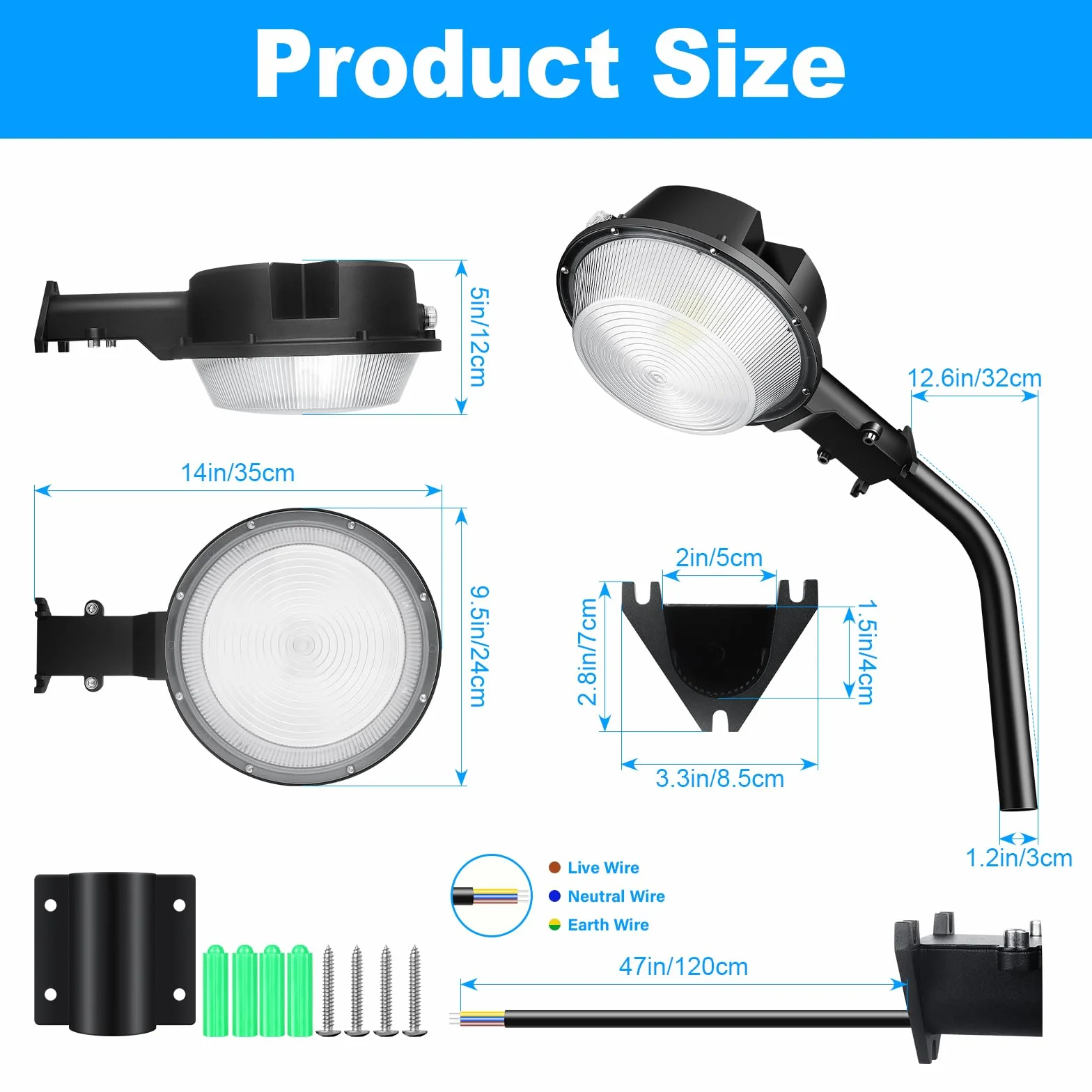 RIGIDON LED Réverbères Lampe Exterieur 100W 10000LM IP66 étanche Projecteur LED