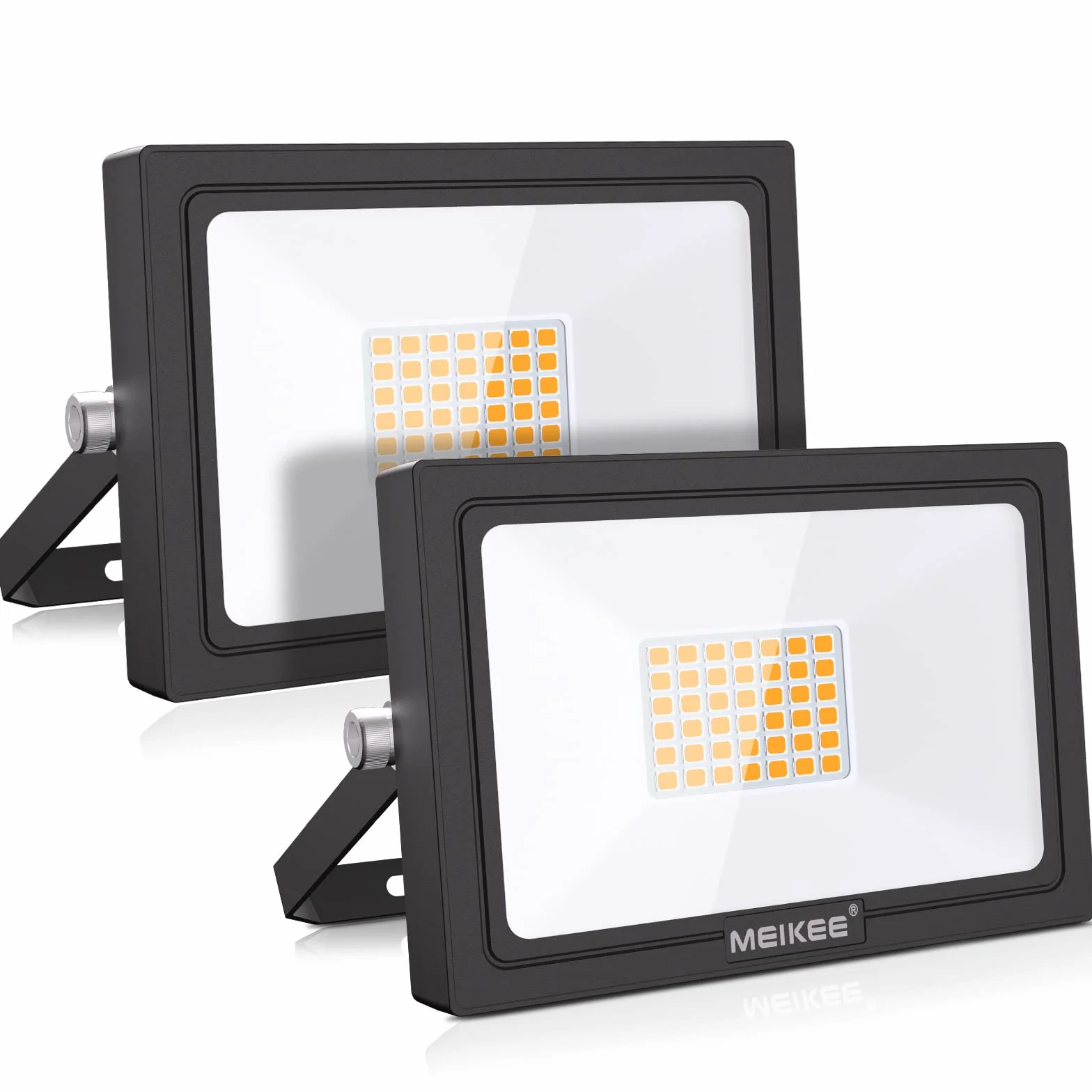 MEIKEE Projecteurs LED Extérieur 35W Lot de 2 Spot LED IP66 Étanche 3000LM Blanc Chaud 2700K