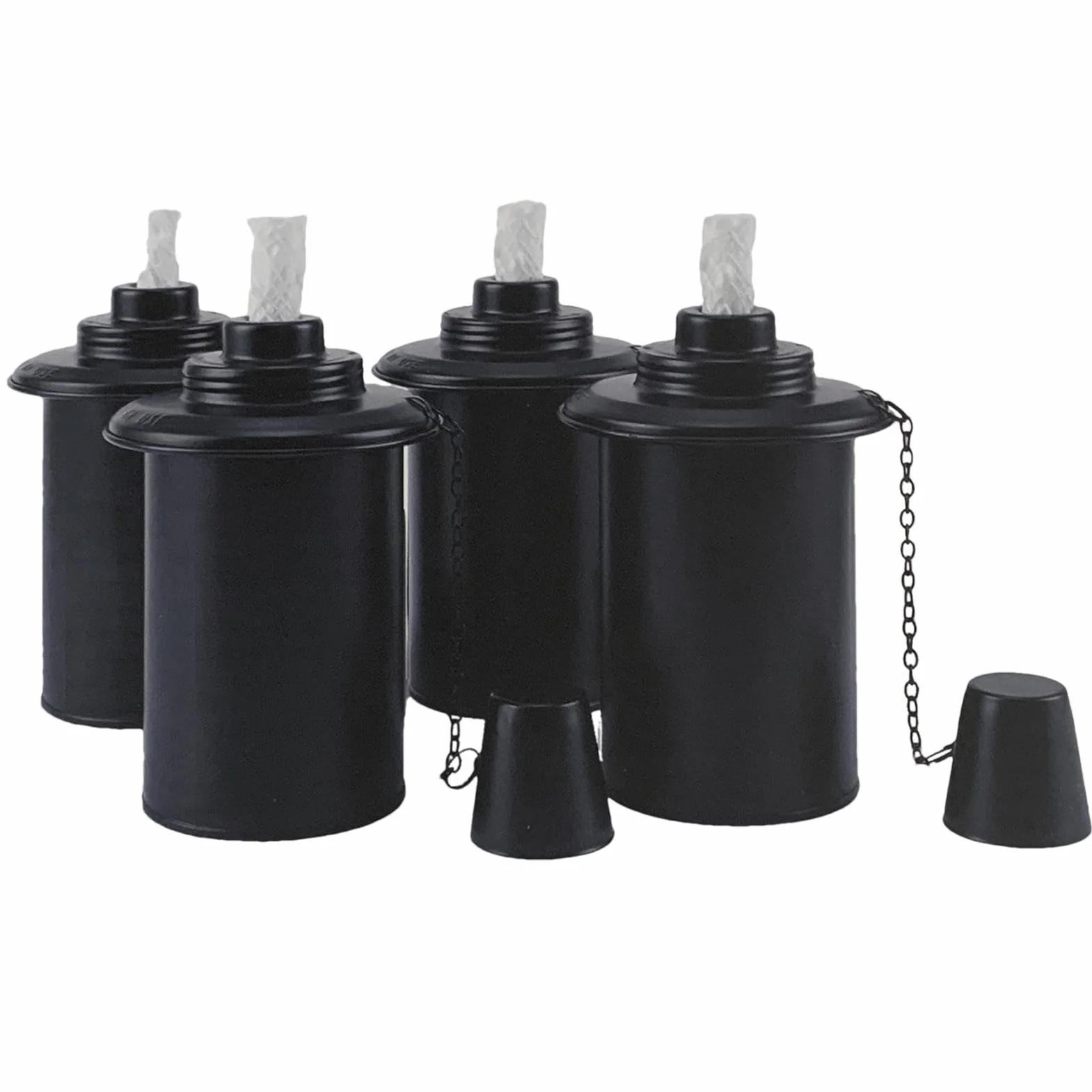 Lot de 4 Cartouches de Torche Rechargeables avec Couvercle en Métal, Torche à la Citronnelle pour Jardin