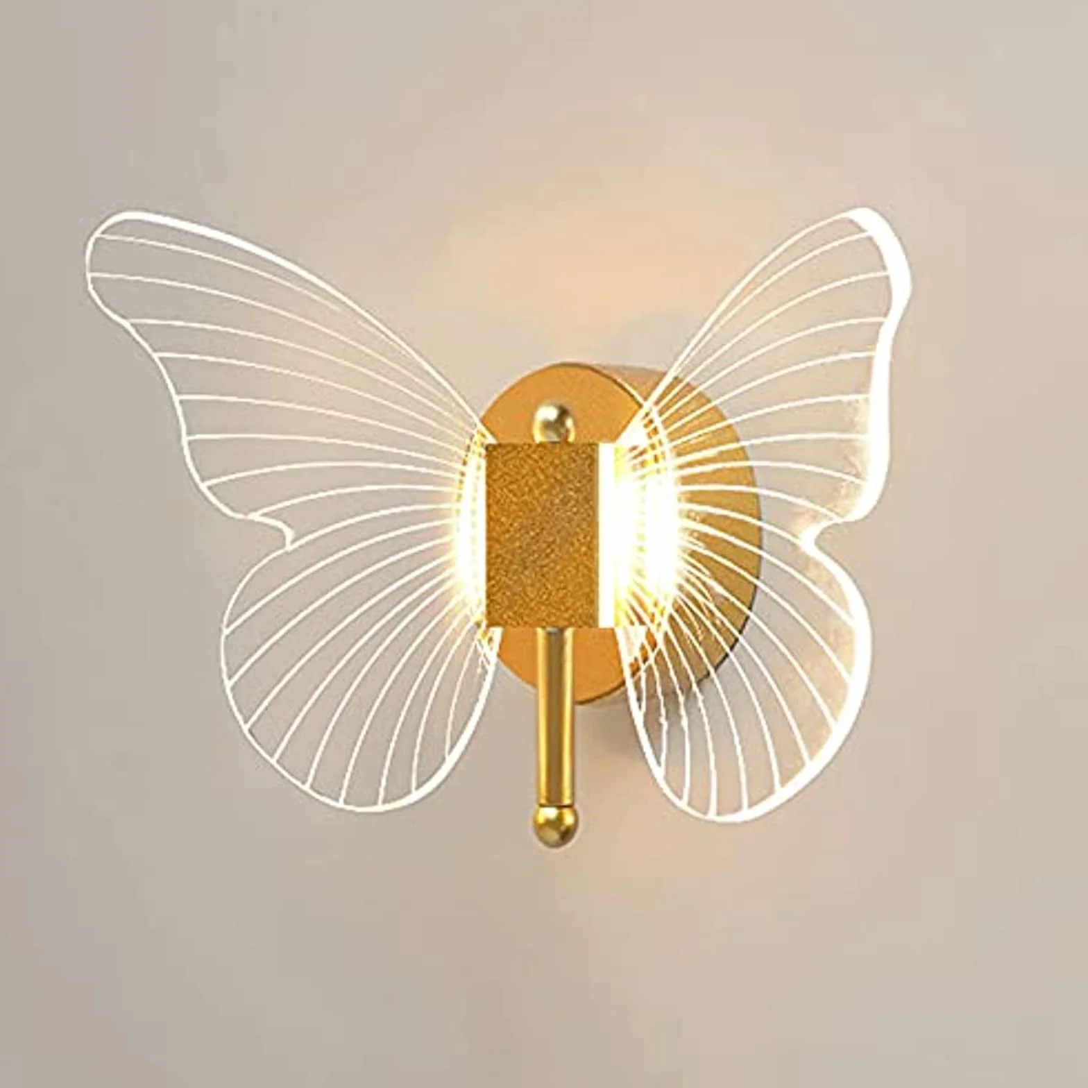 Applique Murale LED Papillon dorée 10 W Moderne Luminaire d'ambiance Intérieur Lampe de Chevet Chambre