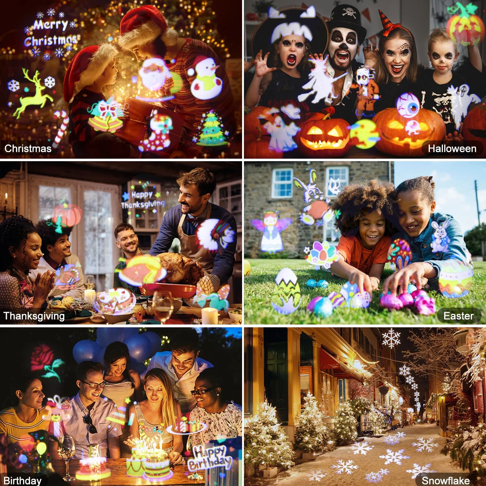VIFLYKOO Projecteur Noël Extérieur LED IP65 12 Films 96 Motifs Télécommande
