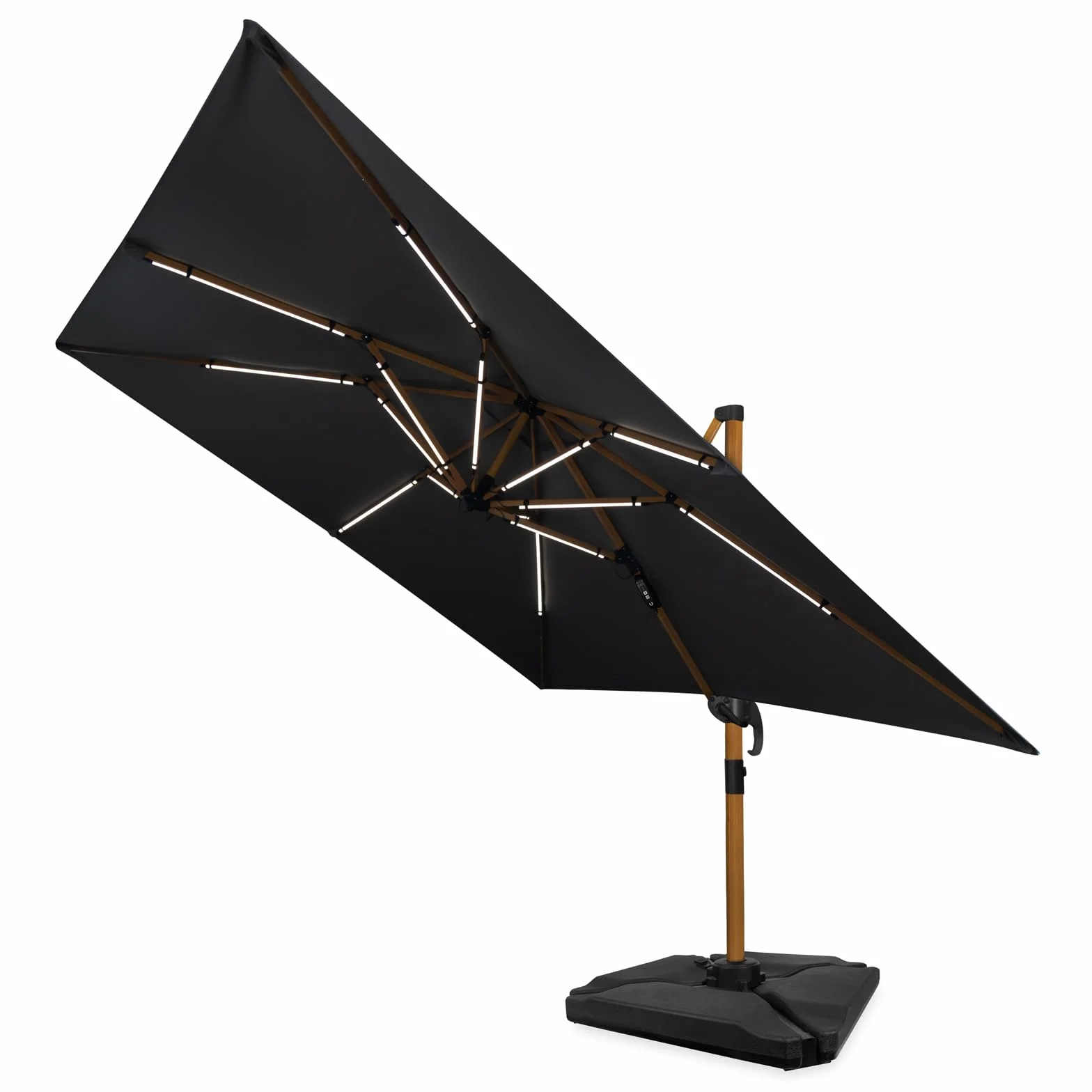 VONROC Éclairage LED Parasol Rechargeable 15 Bandes LED Batterie 2600 mAh Lumière Extérieure Jardin Terrasse Camping GP855AA