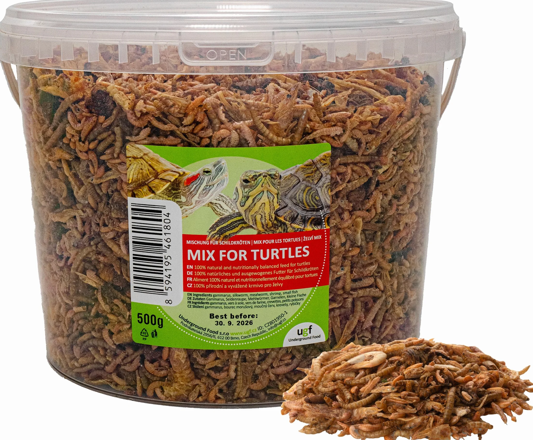 UGF Mélange Alimentaire Universel pour Tortues 500 g en Seau de 3 litres
