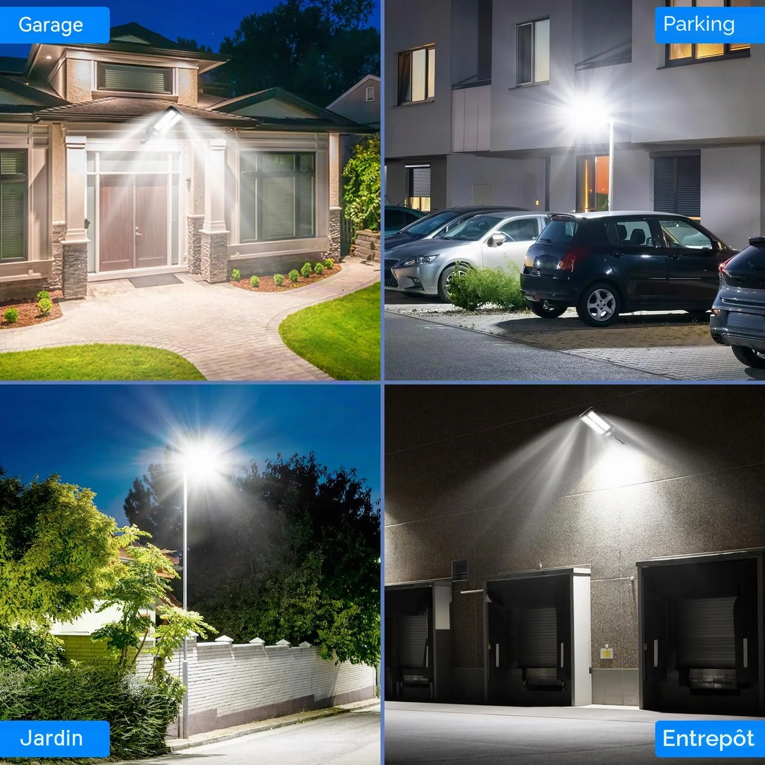 Adewalk 800W lampadaire solaire extérieure IP66 avec télécommande et capteur de mouvement 6500K LED